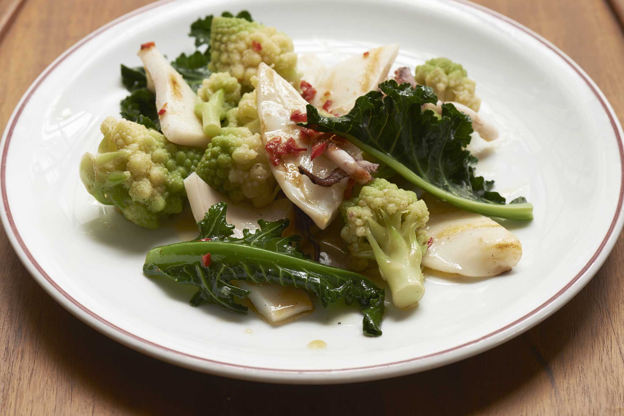 Romanesco and squid salad