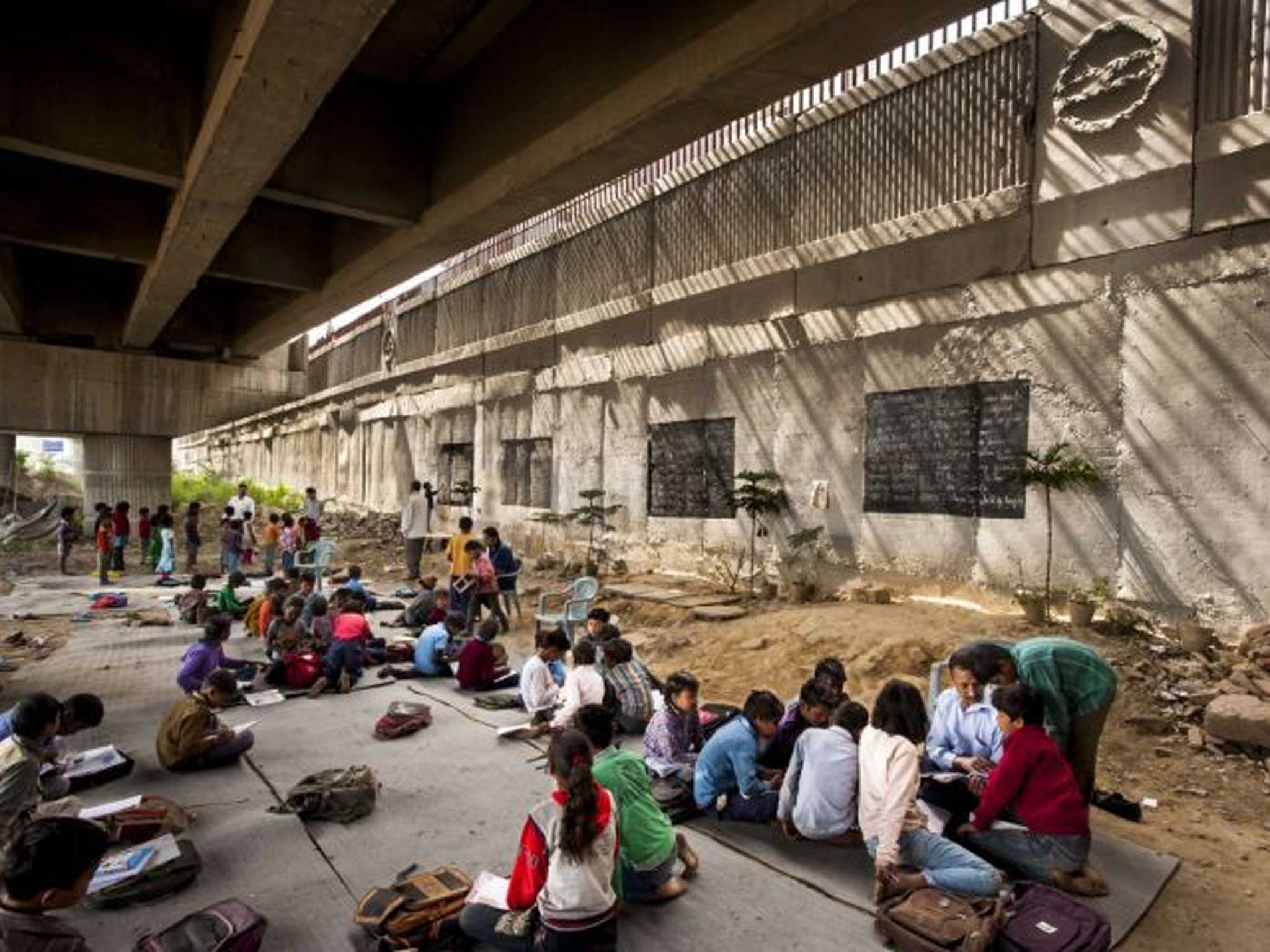 New start: The makeshift school by the Yamuna Bank station