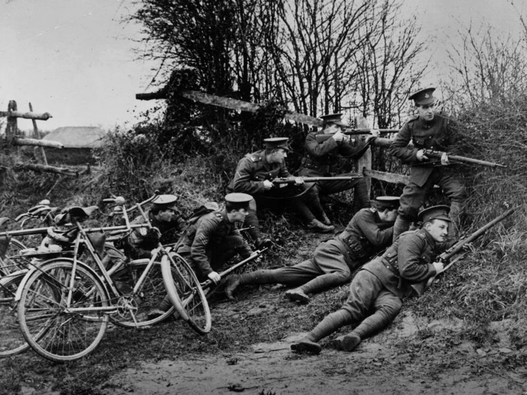 The innocents: New recruits, with bicycles, training with the British Army in 1914