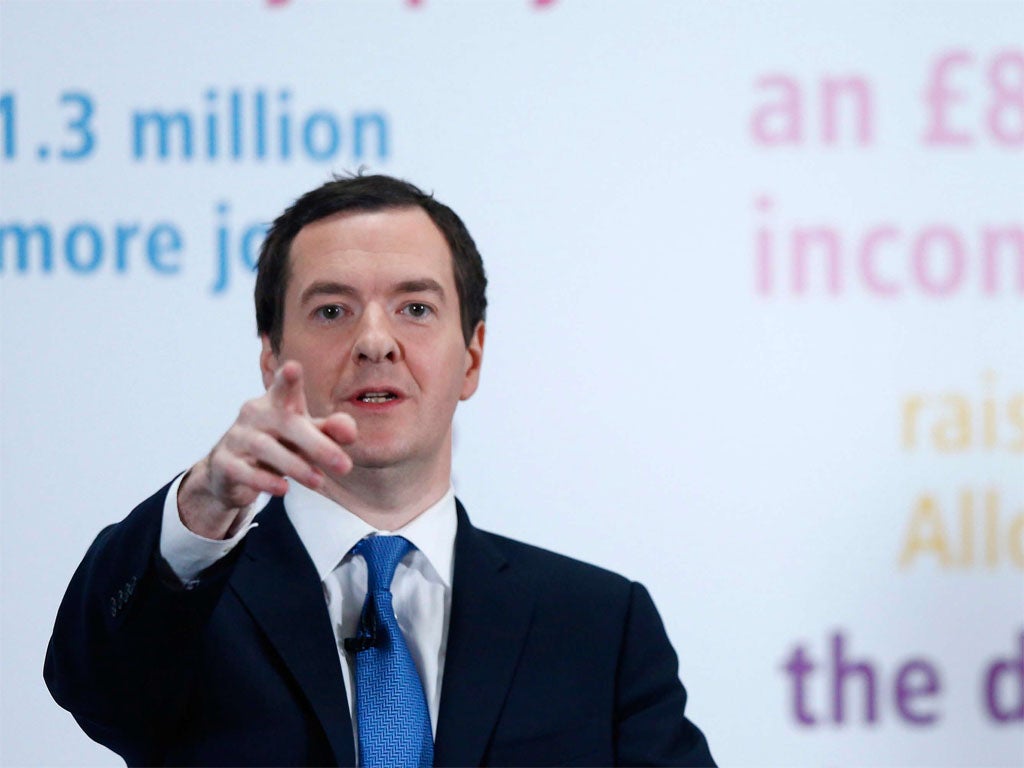 George Osborne at Tilbury, where he cited full employment as ‘an ambitious new goal’