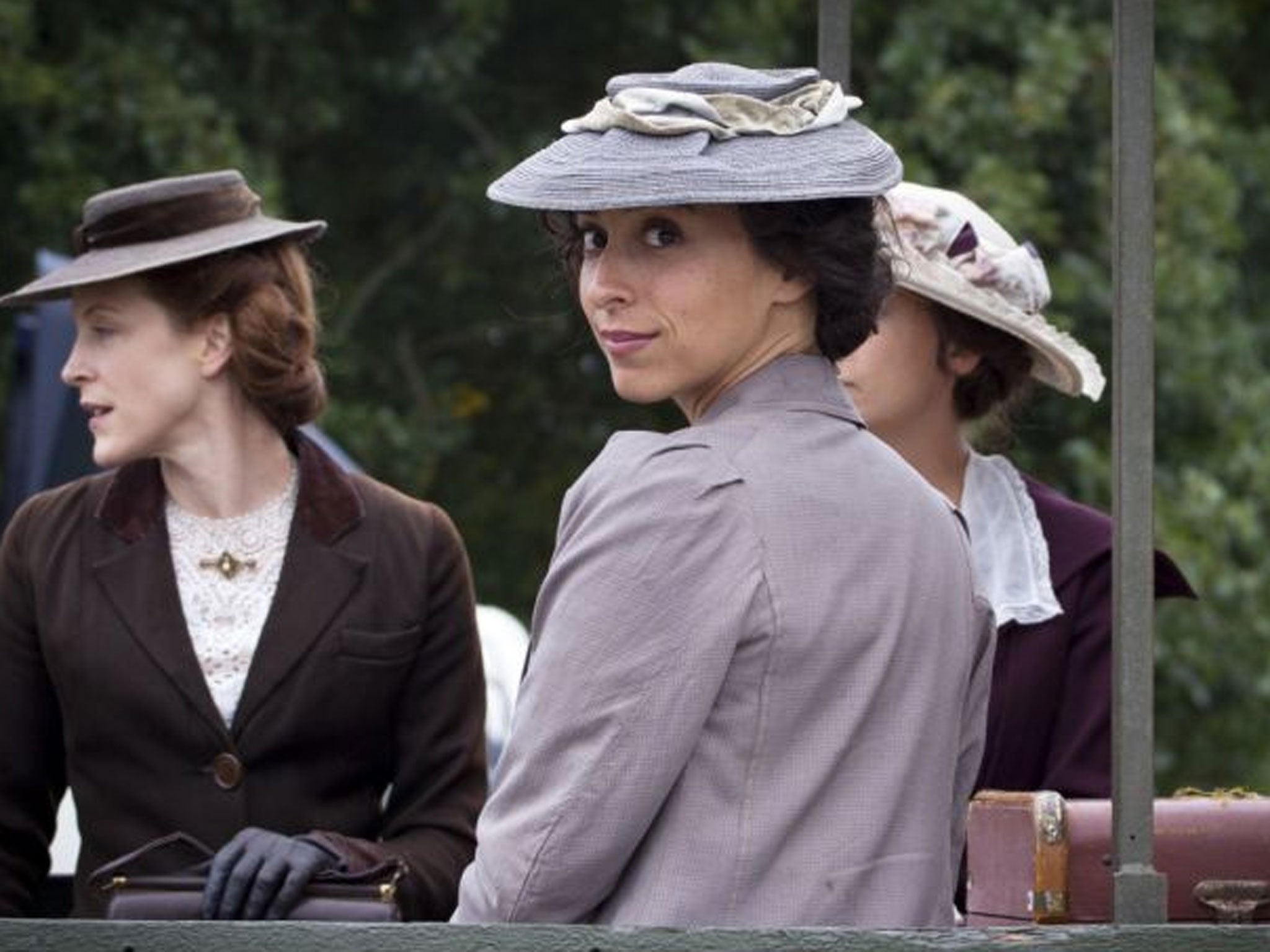 In the red: Marianne Oldham, Oona Chaplin and Alice St Clair in ‘The Crimson Field’