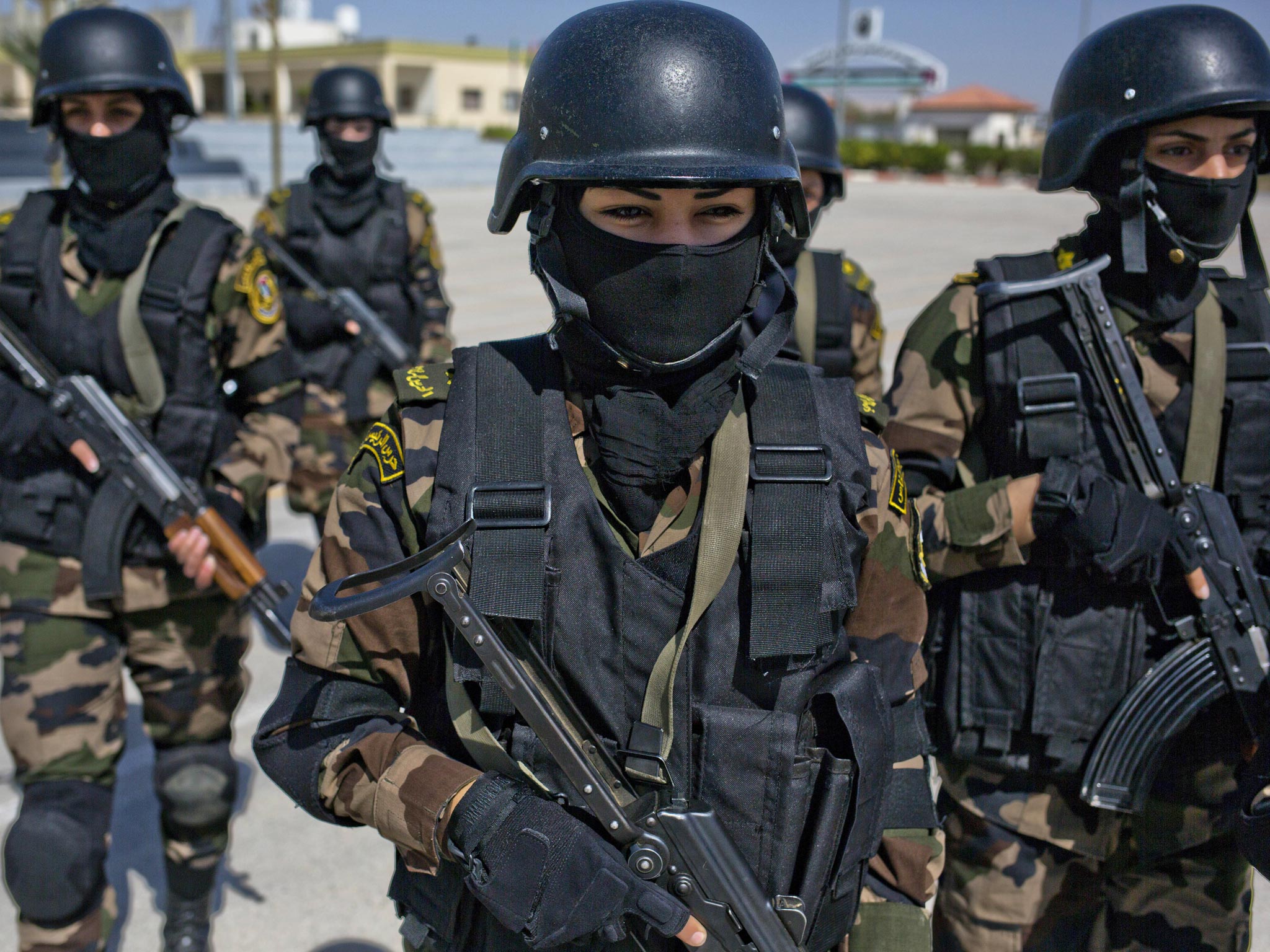 Women of the Presidential Guard are seen in training for the first time on Sunday