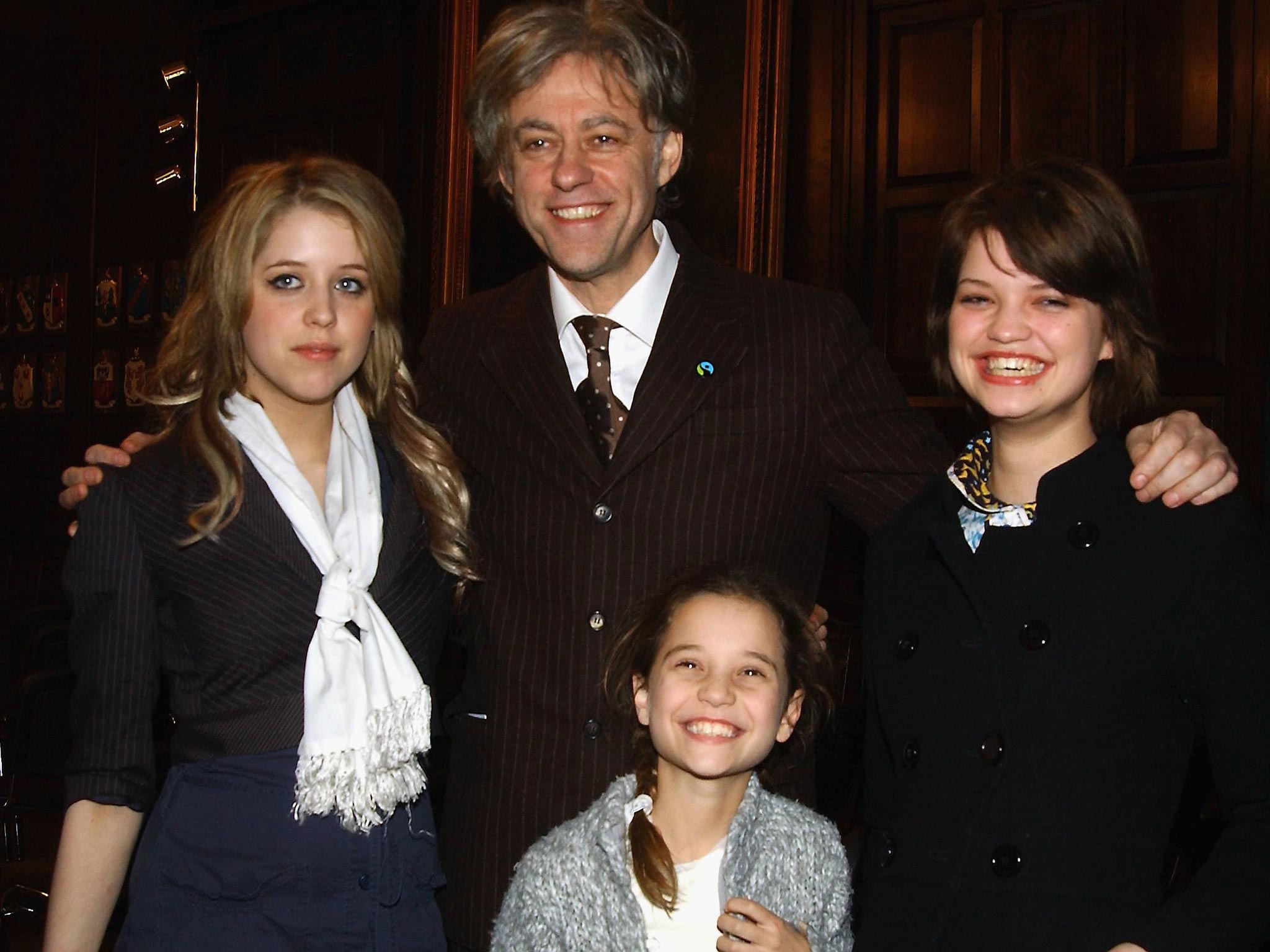 Peaches Geldof, Pixie Geldof, Tiger Lily Geldof and Sir Bob Geldof in 2006 in Dublin