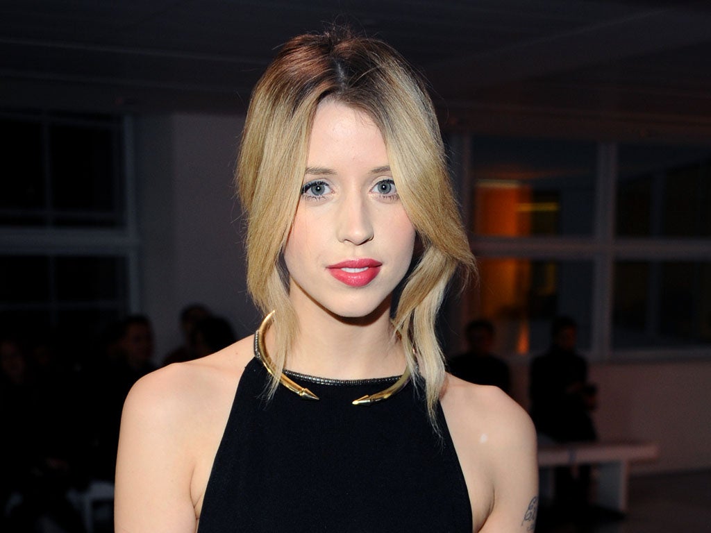 Peaches Geldof attends Paris Fashion Week on February 14, 2014.