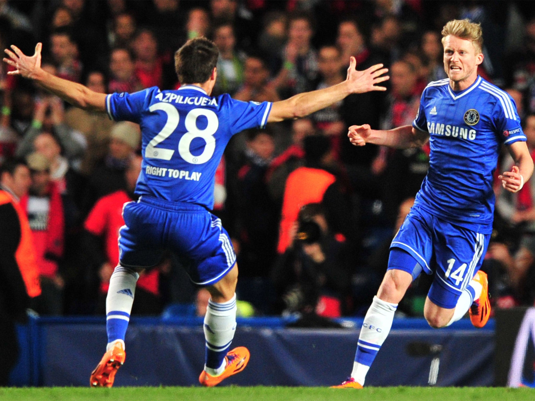 Andre Schurrle celebrates his goal