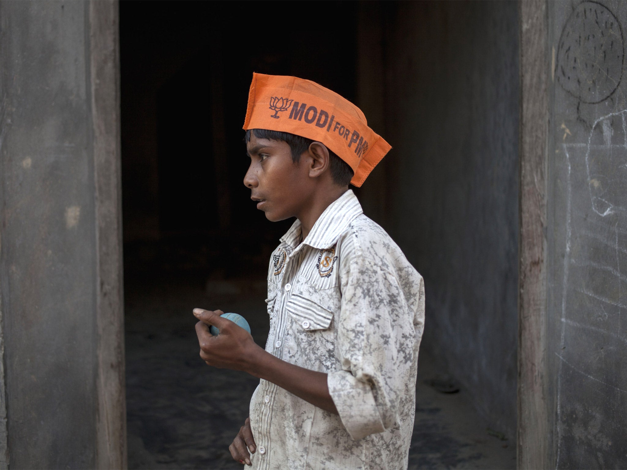 A young supporter of the Hindu nationalist BJP