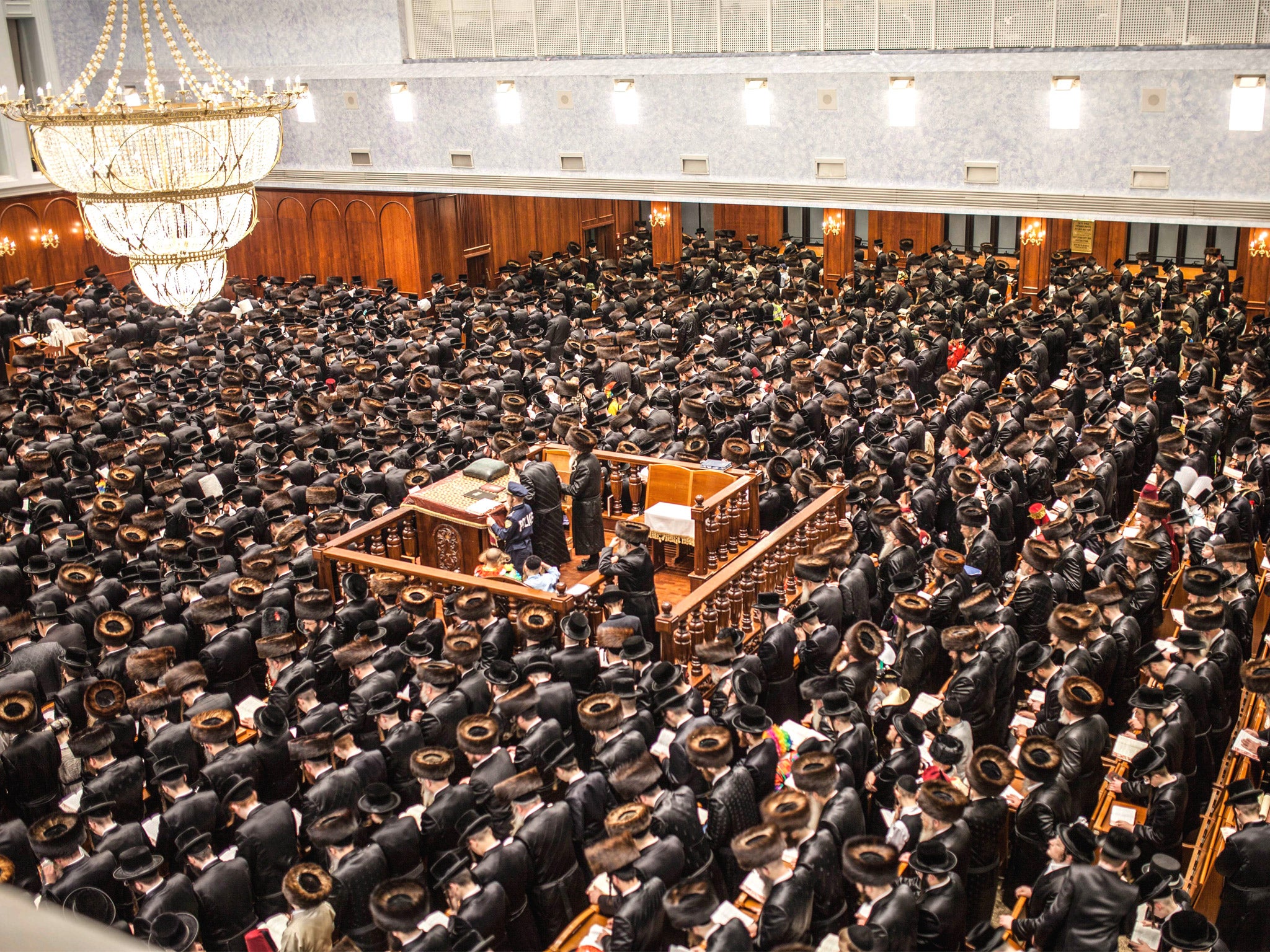 Worshippers in Jerusalem during the Jewish festival of Purim