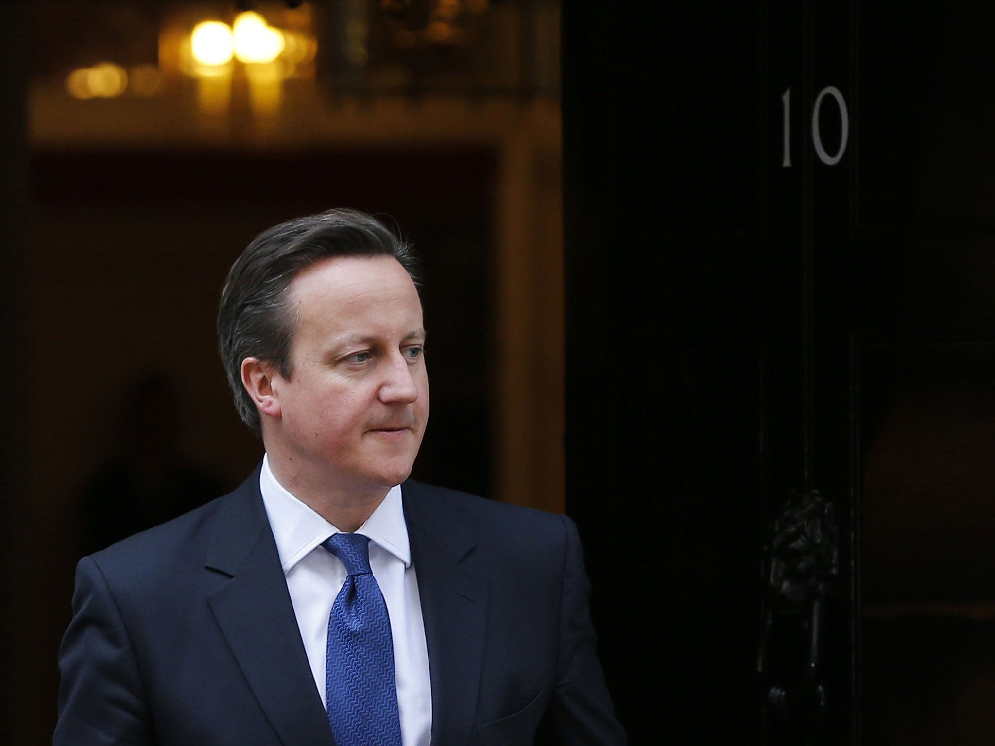 David Cameron, pictured outside Downing Street on the day Maria Miller resigned as Culture Secretary, later listened to a rendition of 'Ave Maria' at his Easter reception