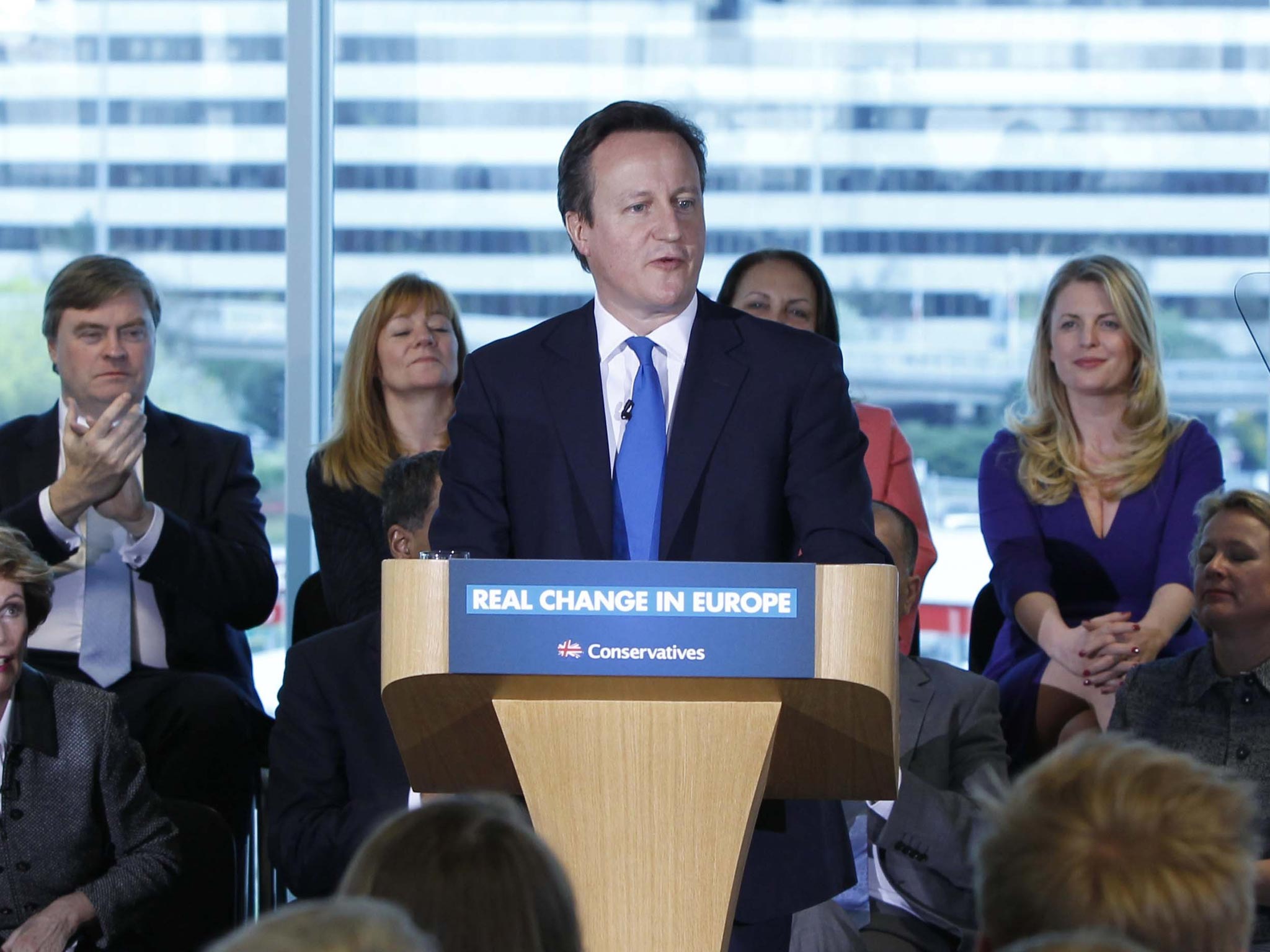 The Prime Minister has changed tack as he opened the Conservatives’ campaign for next month’s European Parliament elections