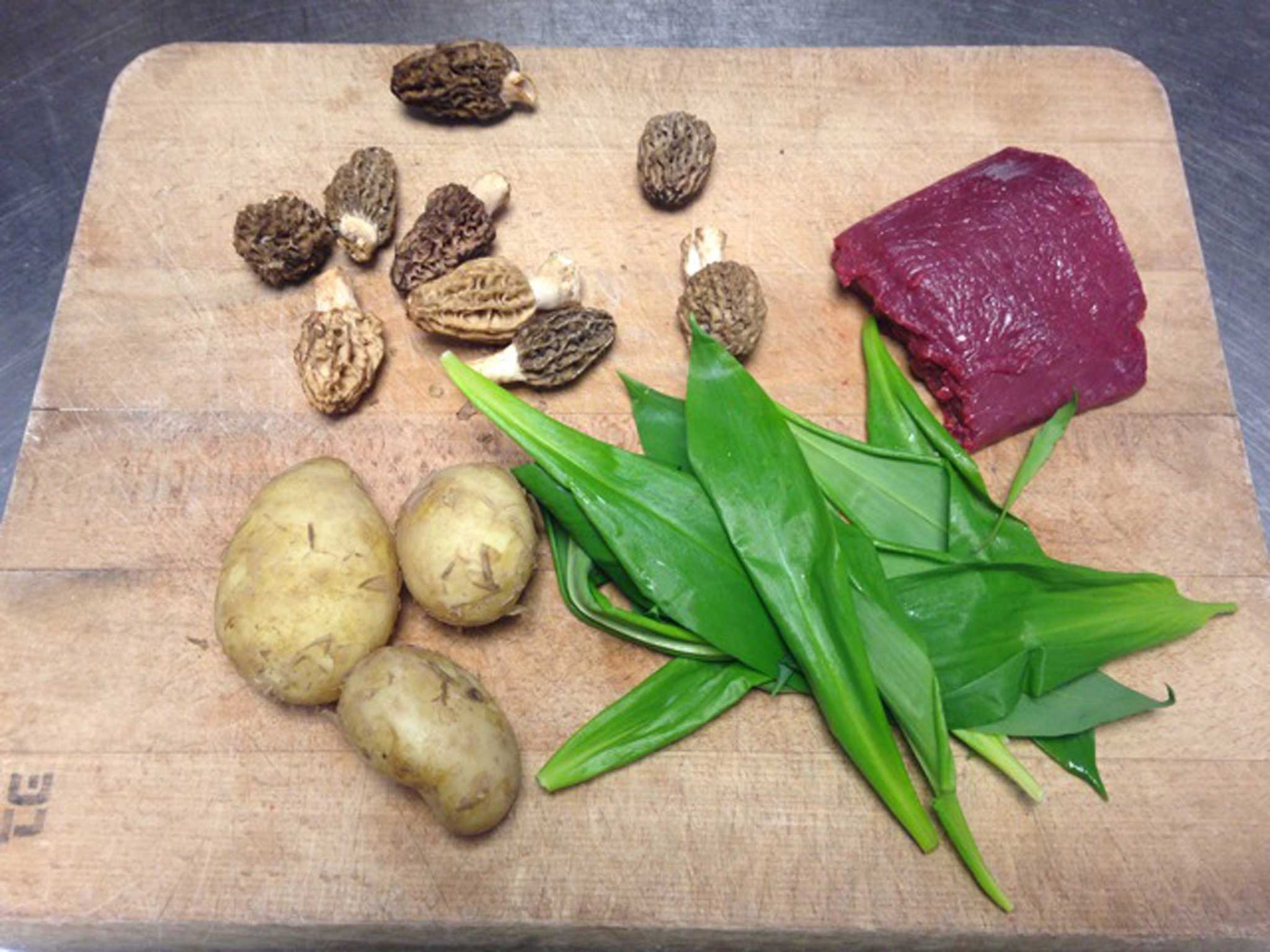 Local fallow deer is served with freshly foraged morels