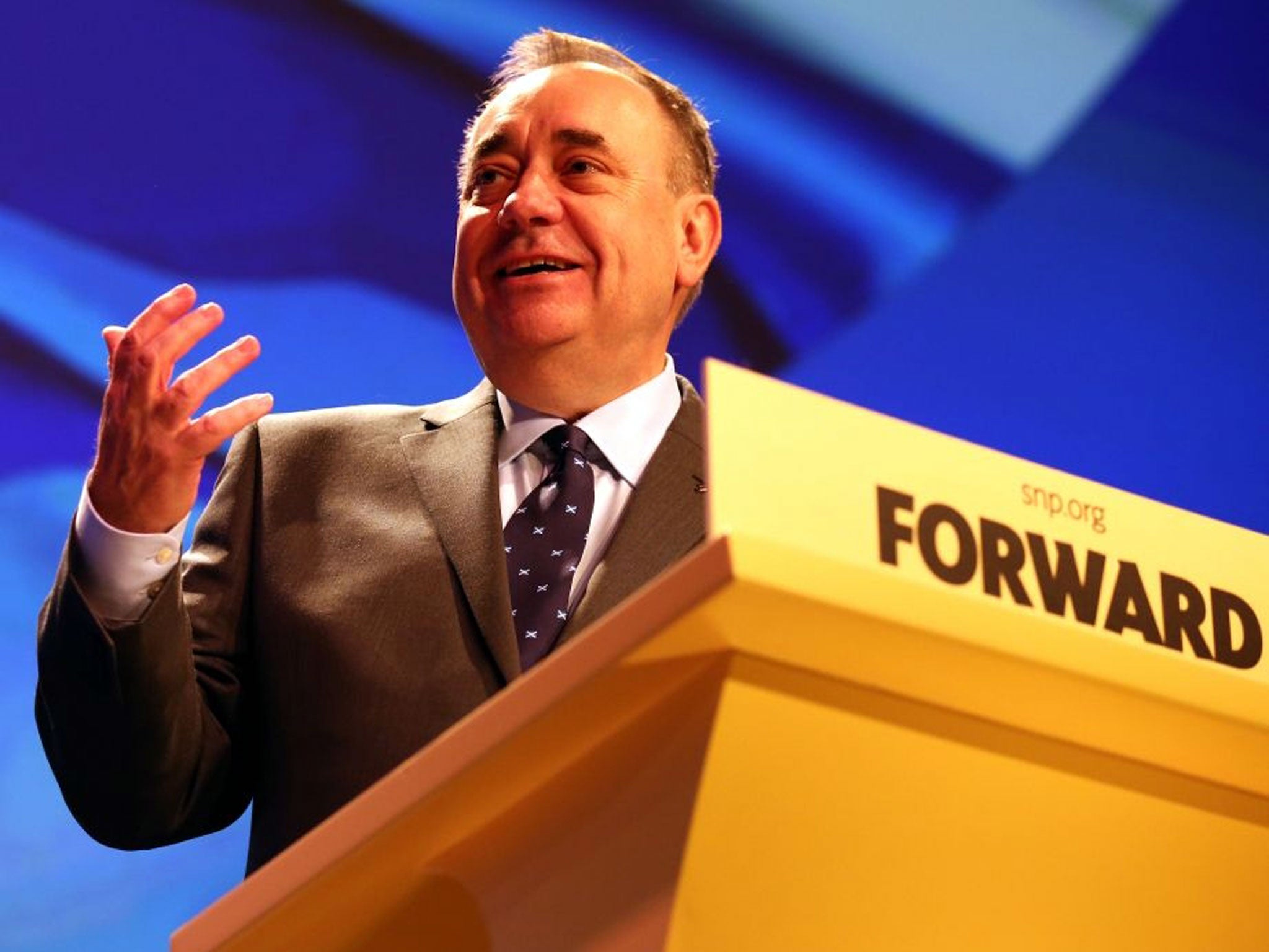 First Minister Alex Salmond makes a speech at the SNP Spring Conference in Aberdeen.