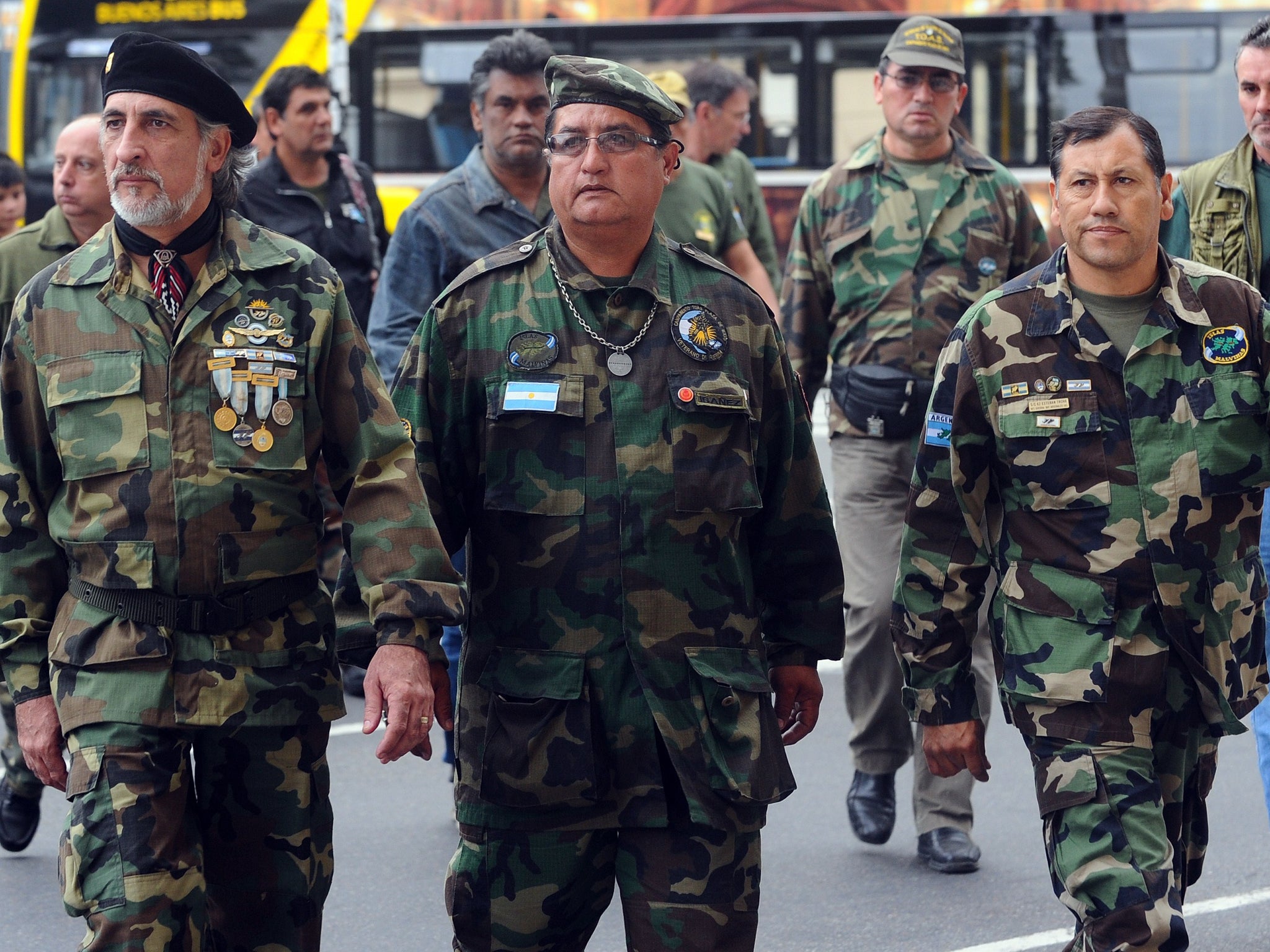 Argentinians veterans of the 1982 war attend a ceremony this month.