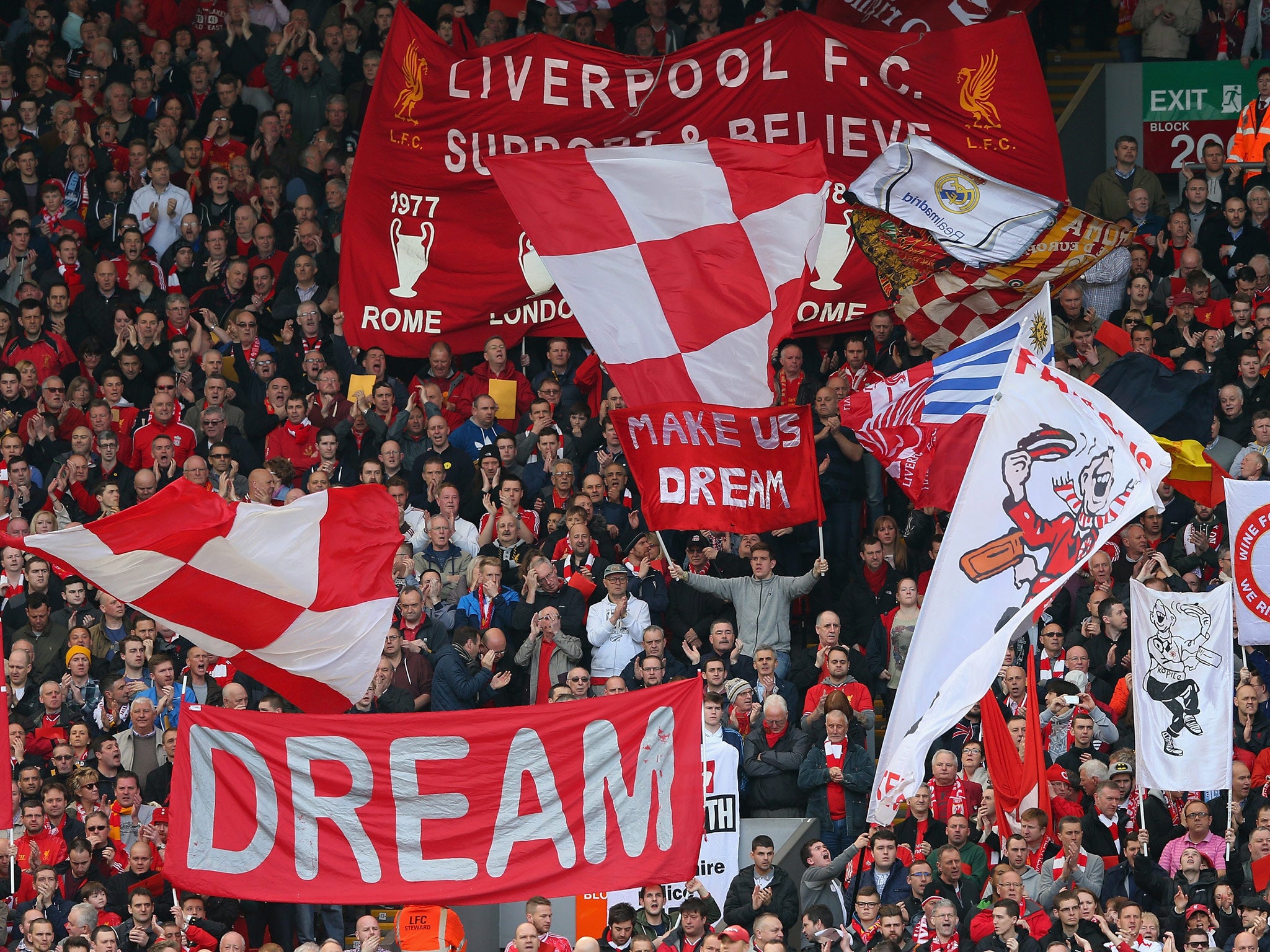 A view of the Liverpool fans at Anfield