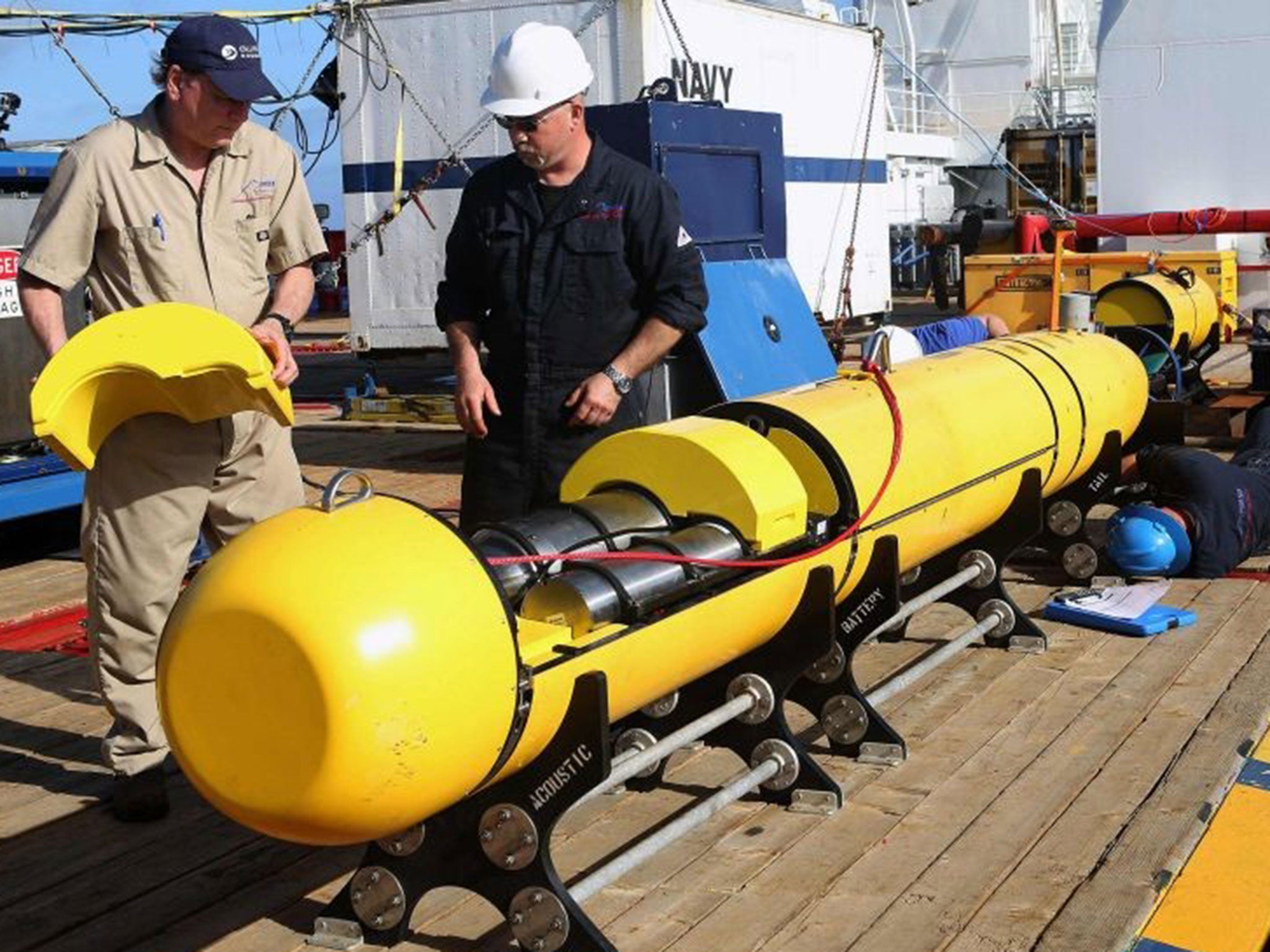 The Bluefin 21 before deployment on its underwater mission yesterday