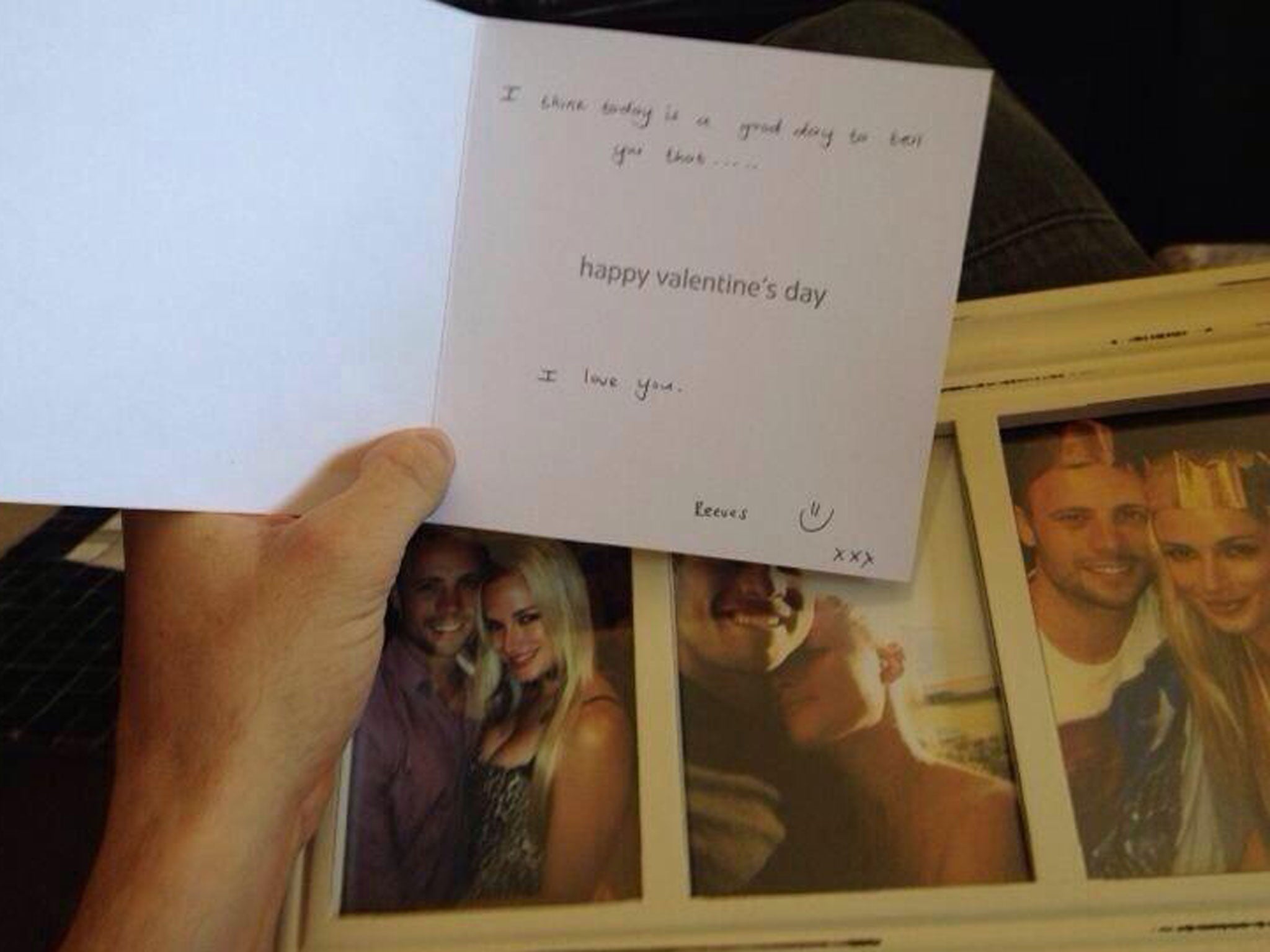 The card Reeva Steenkamp gave to Oscar Pistorius the day before she died