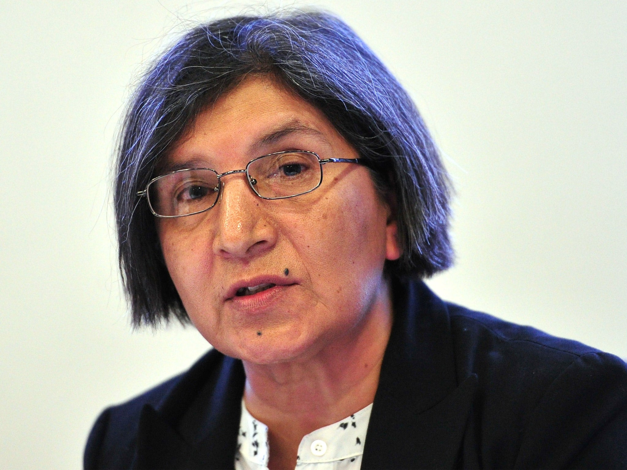 United Nations special rapporteur Rashida Manjoo addresses journalists in central London