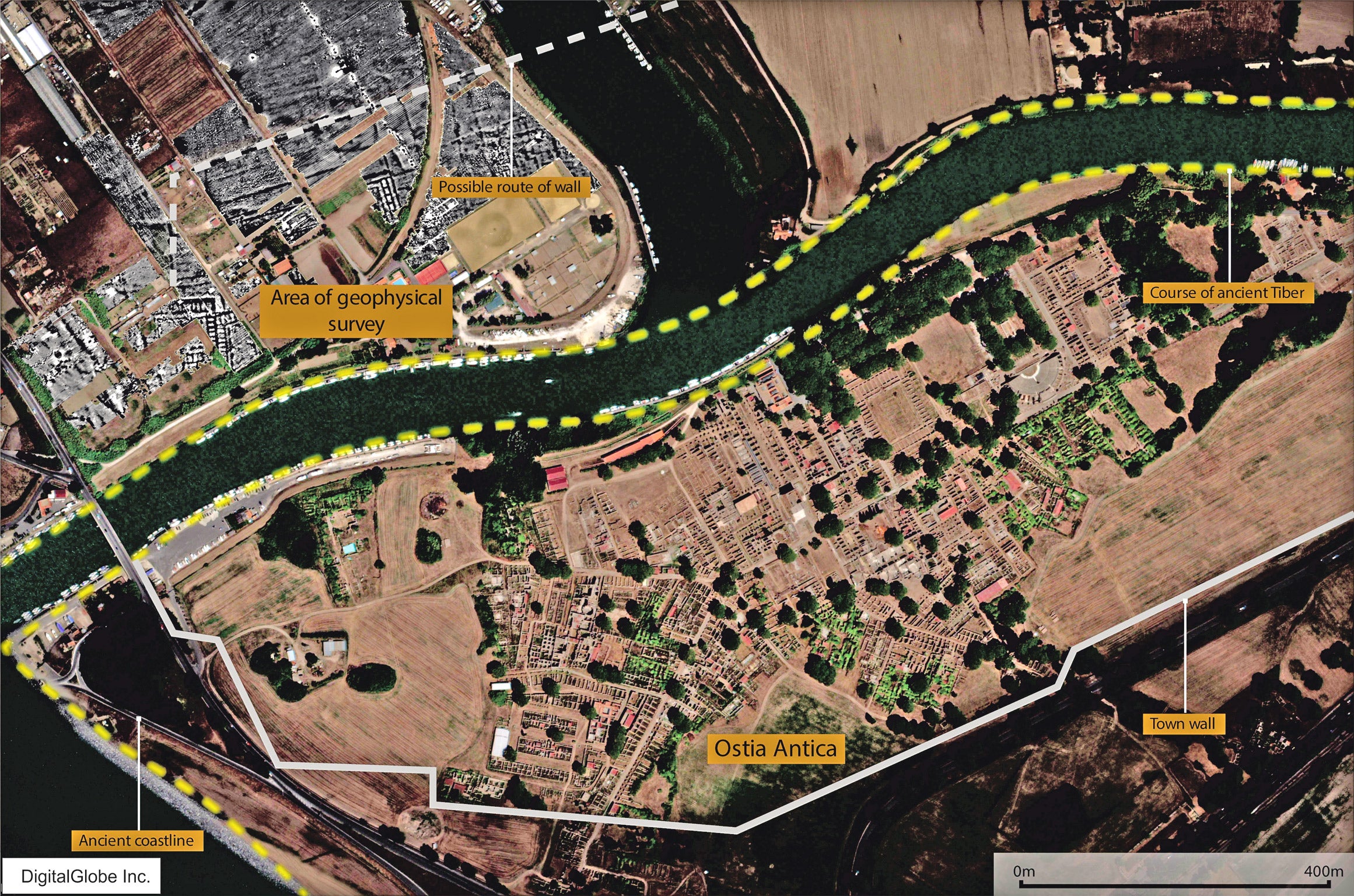 British scientists have discovered a new section of the boundary wall which they say proves that Ostia was much larger than previously estimated