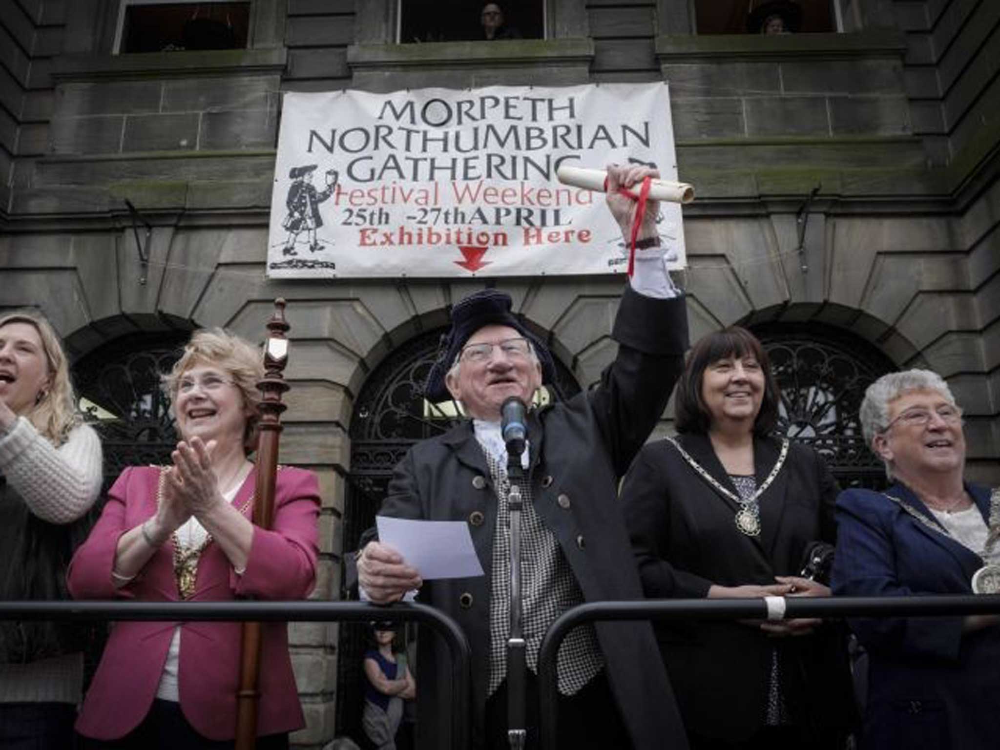 North wind: Visitors watch the parade yesterday at the Northumberland Gathering