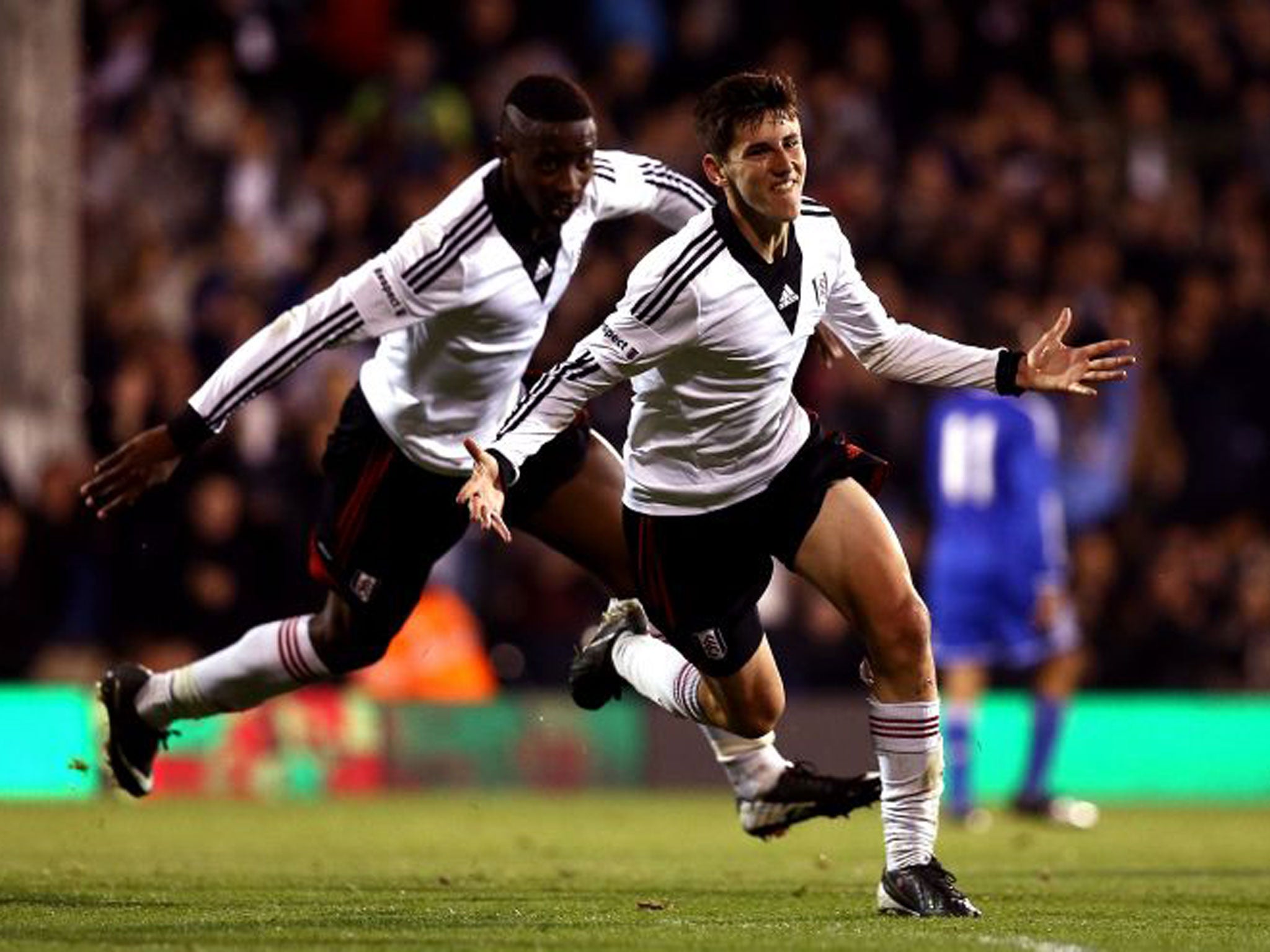 Fulham’s Emerson Hyndman celebrates his equaliser