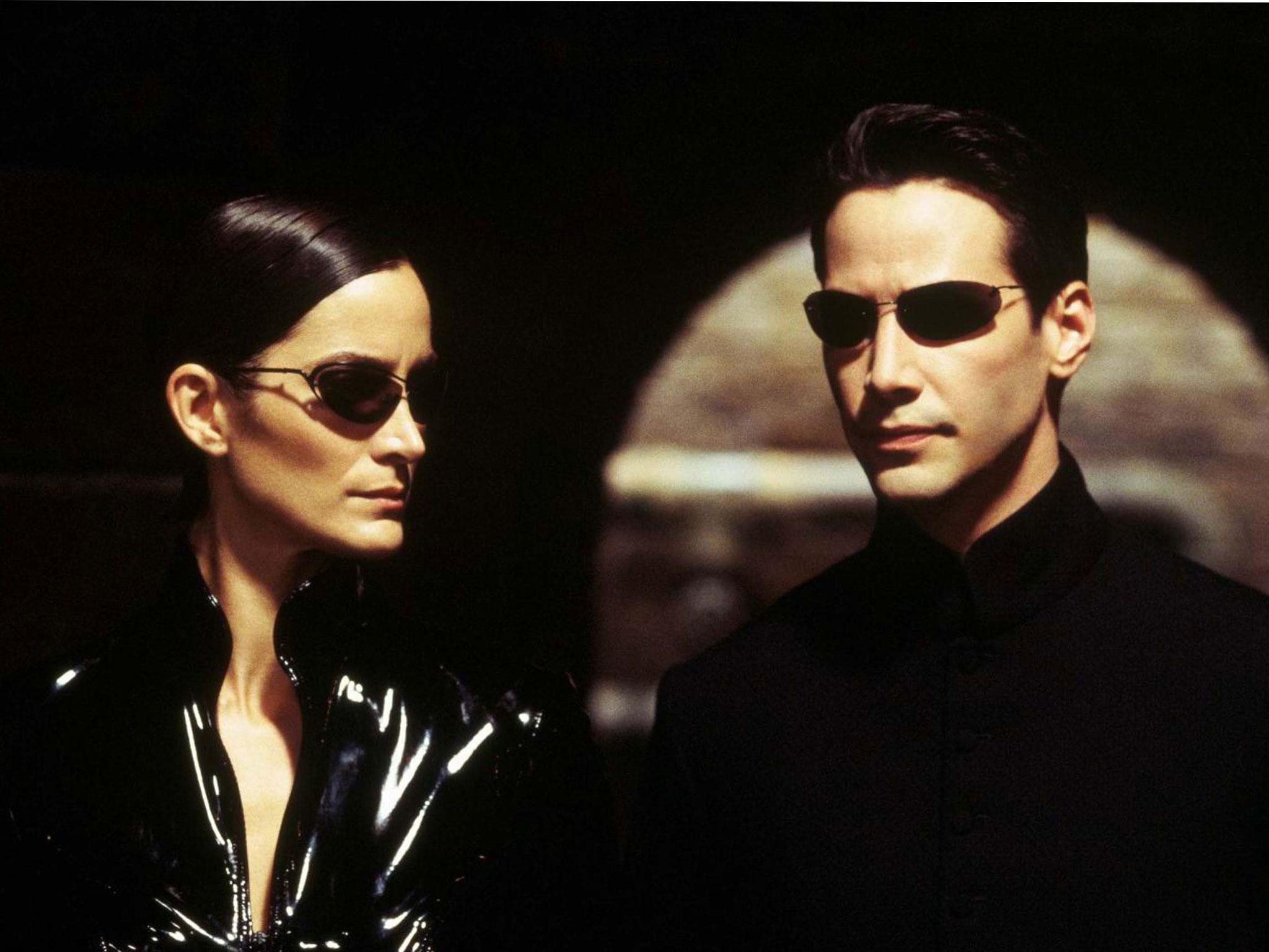 Carrie-Anne Moss and Keanu Reeves in The Matrix Reloaded