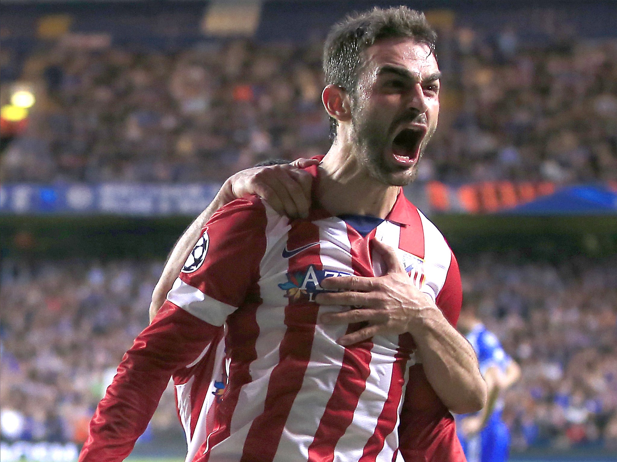 Adrian Lopez celebrates after scoring the equaliser