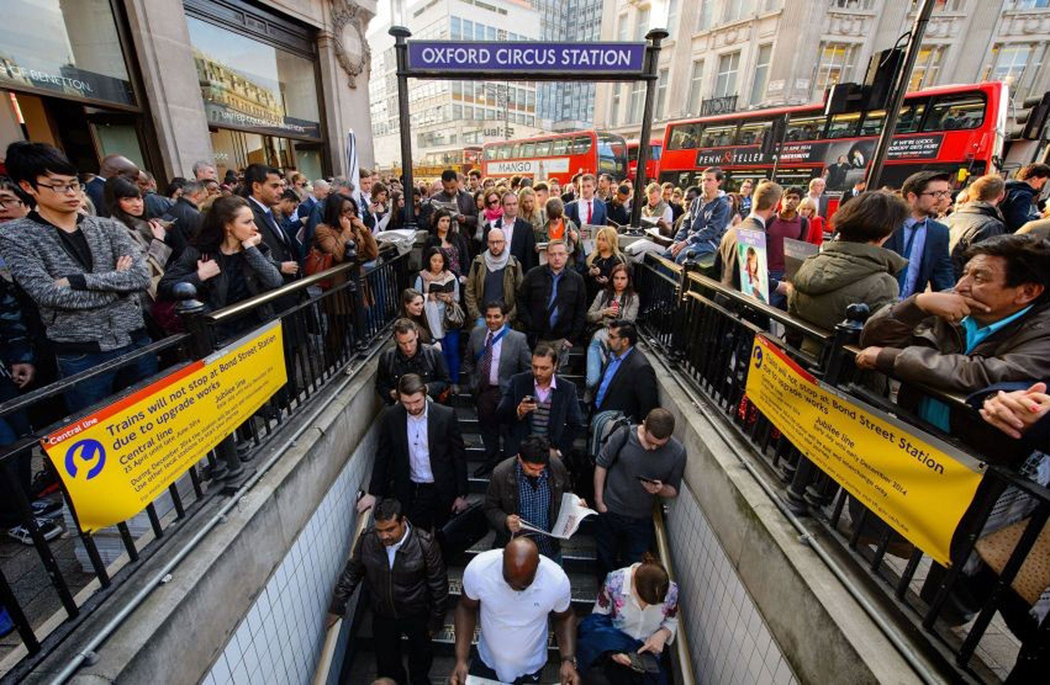 People queueing outside Oxford Circus station during this week's 48-hour walkout