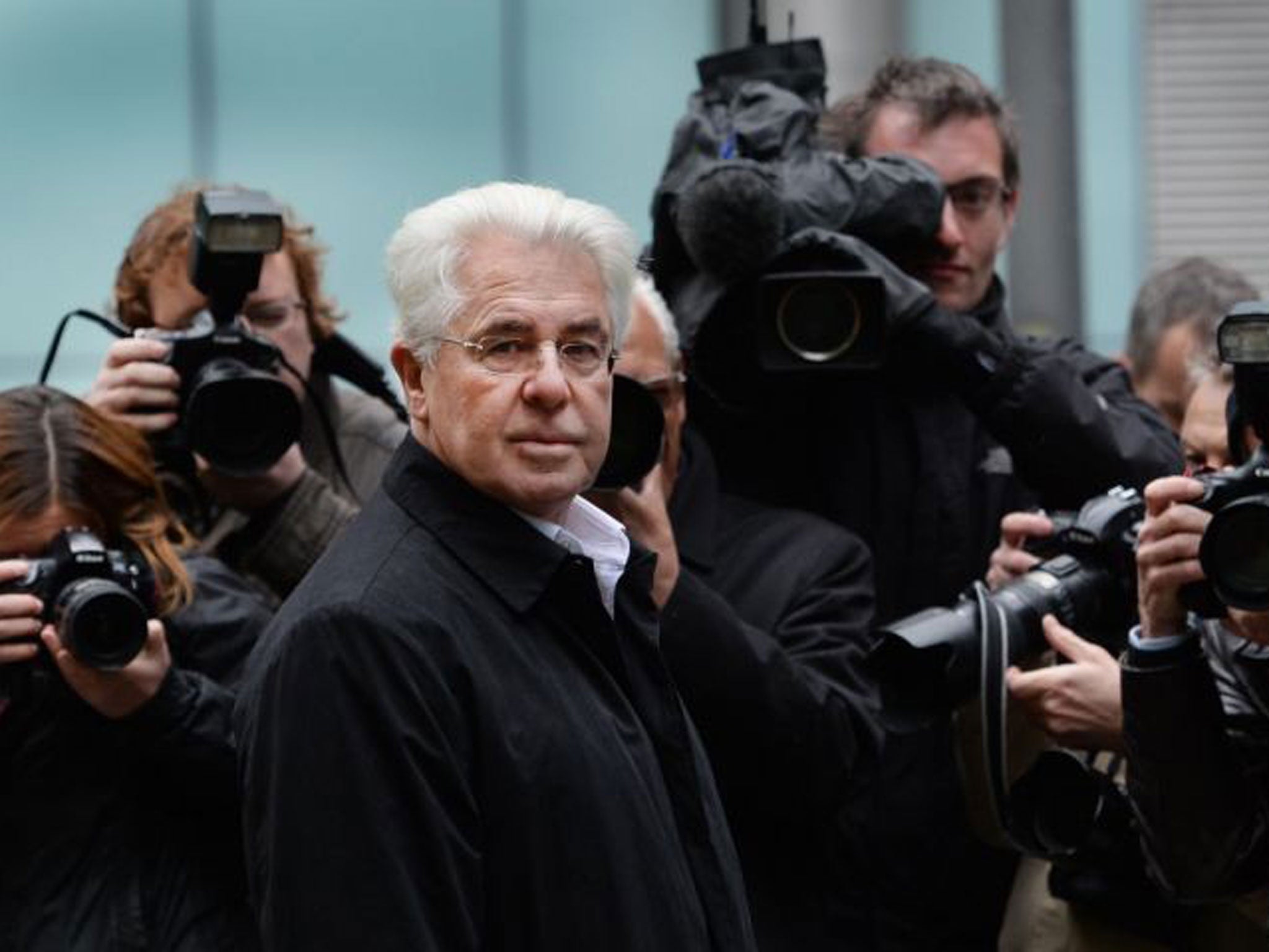 Max Clifford pictured outside Southwark Crown Court, in London, during his trial