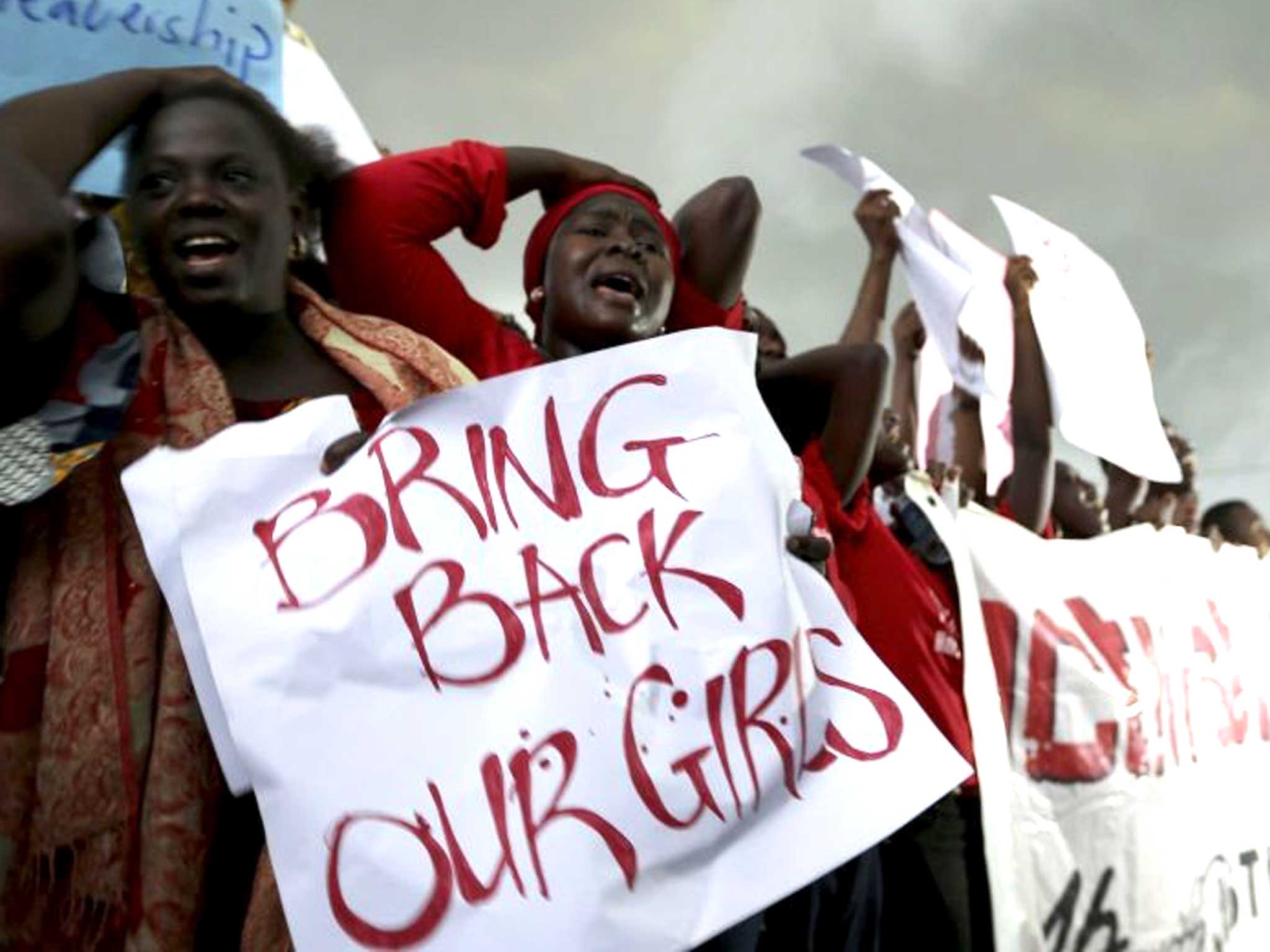 Outcry: Women protest outside Nigeria’s parliament on Wednesday