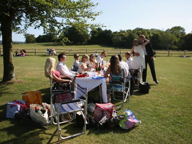 Upper crust: picnickers at Glyndebourne