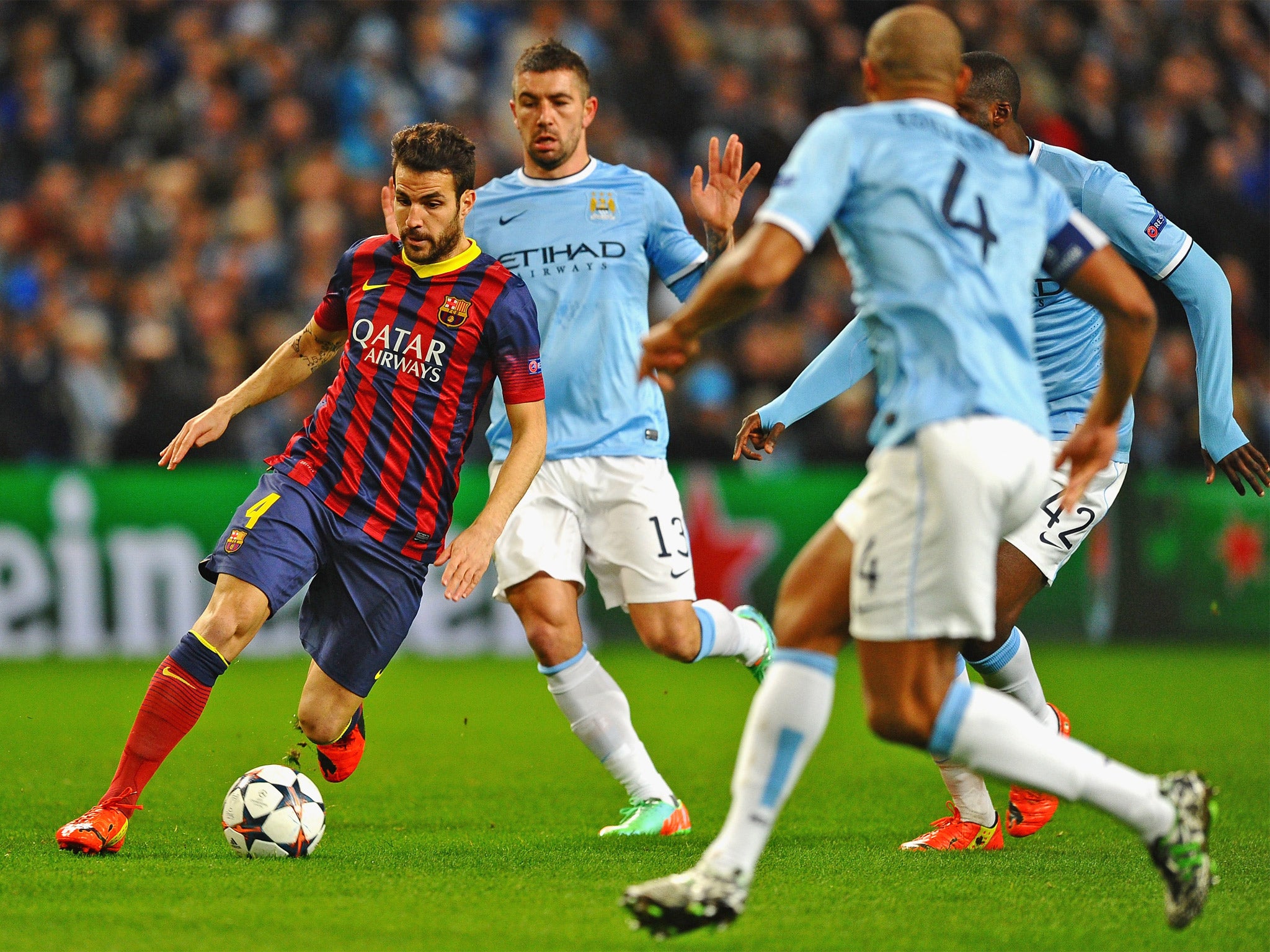 Cesc Fabregas could be a target for Manchester City, as he is classed as home-grown from his Arsenal days (Getty)