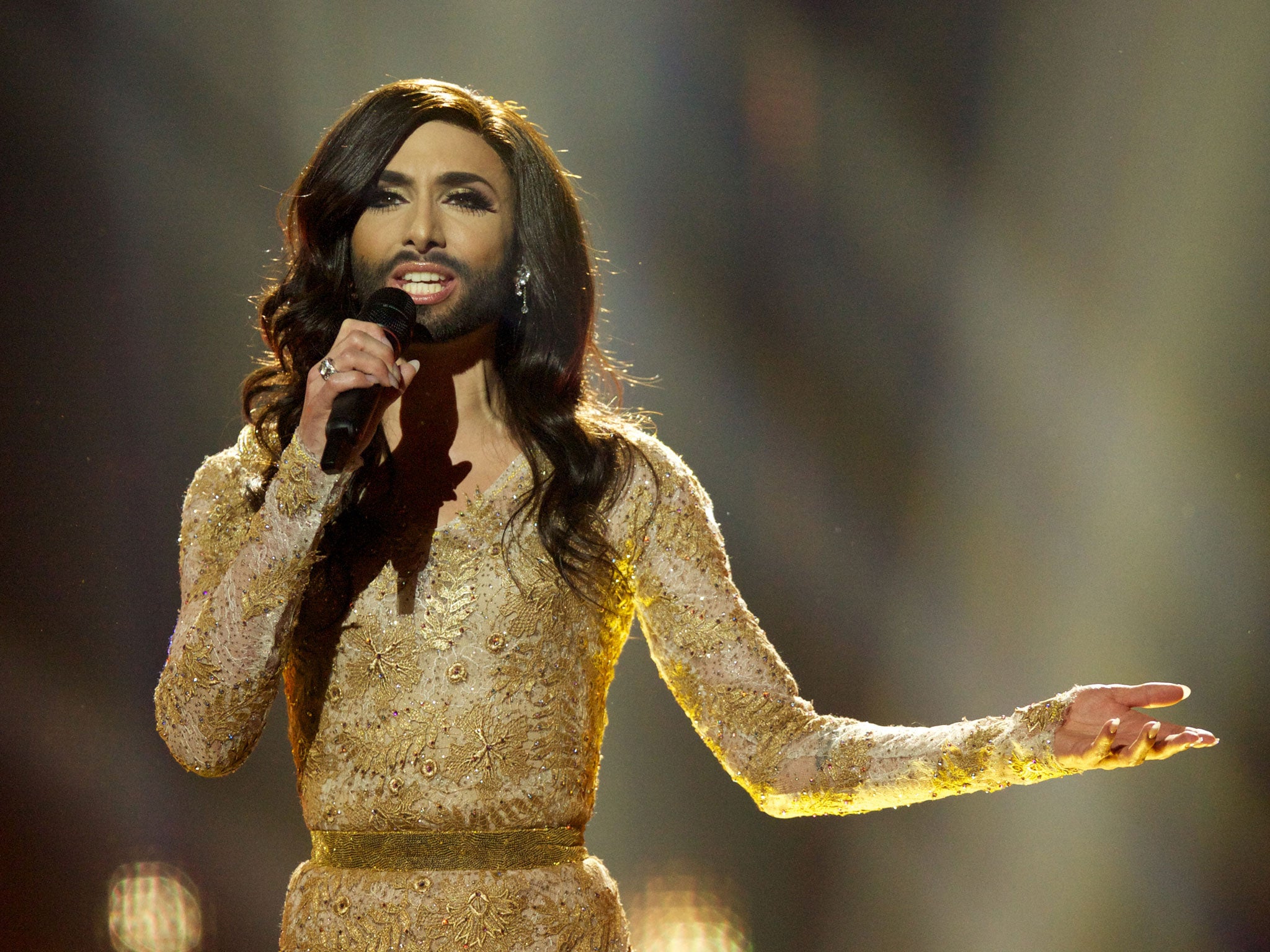 Conchita Wurst performing 'Rise Like A Phoenix' for Austria at the Eurovision Song Contest