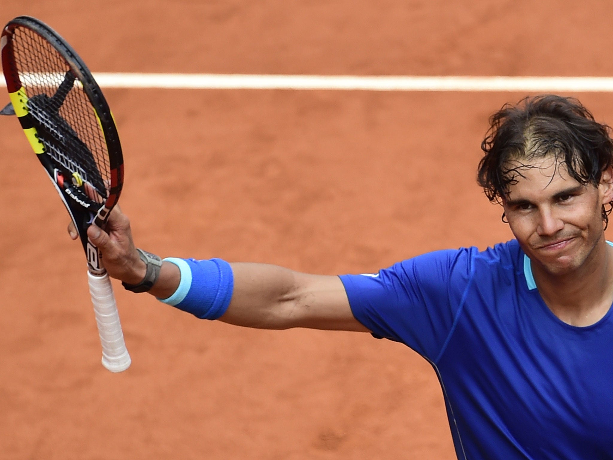 Rafael Nadal celebrates his win over Juan Monaco on Wednesday