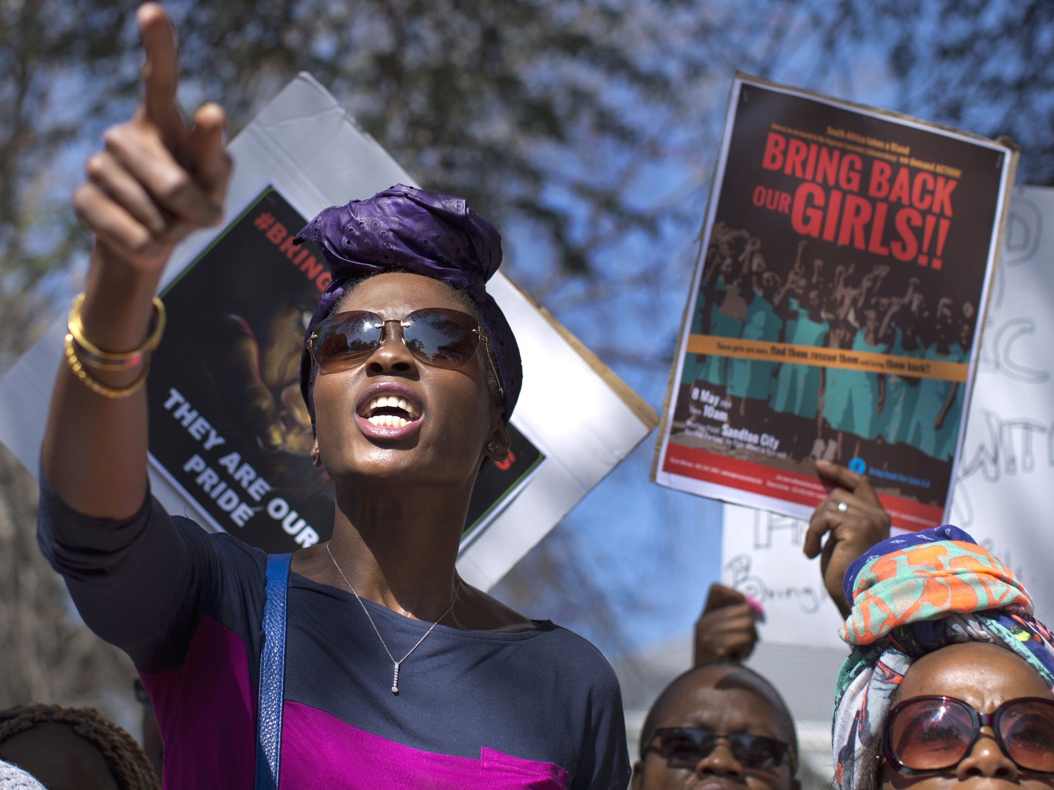 South Africans protest in solidarity against the abduction three weeks ago of hundreds of schoolgirls in Nigeria by the Muslim extremist group Boko Haram and what protesters said was the failure of the Nigerian government and international community to re