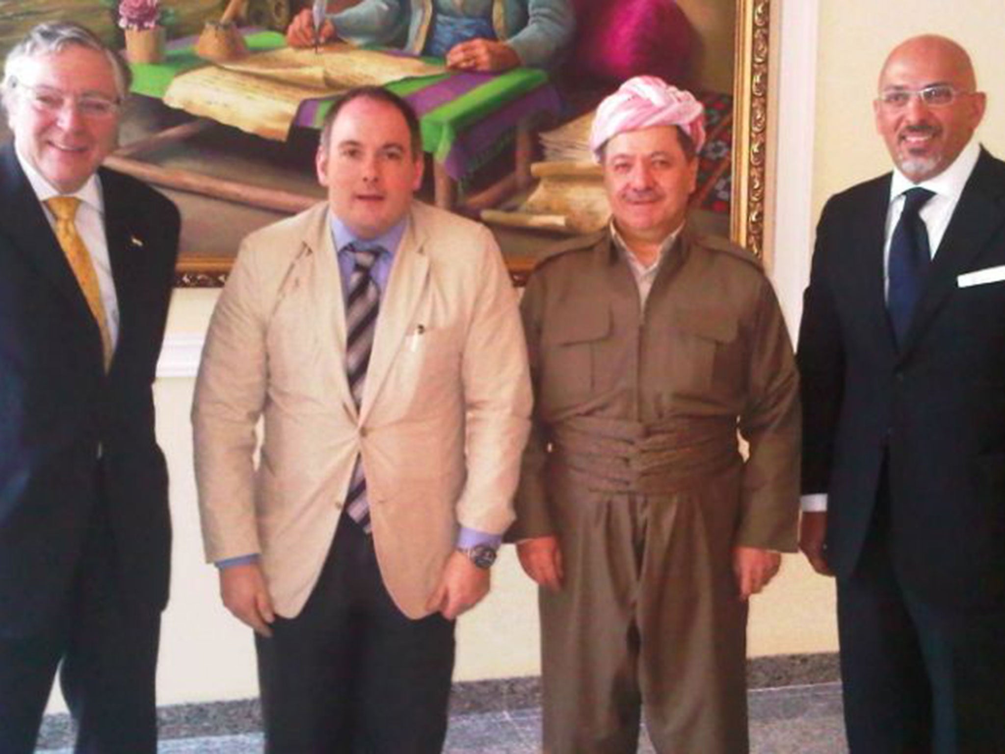 Tory MP Nadhim Zahawi (far right) with Kurdistan Region President Masoud Barzani (second from right) in 2011