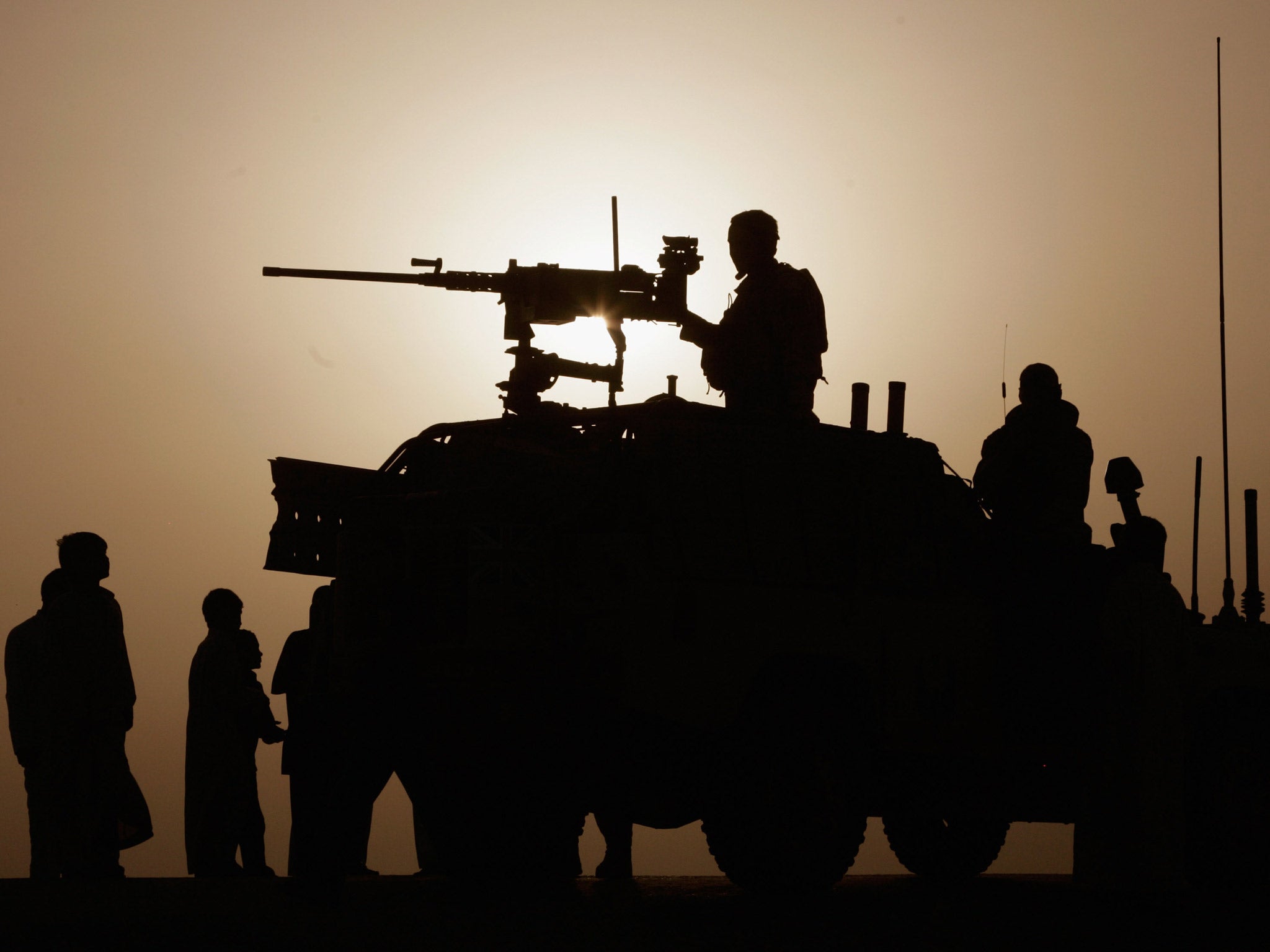 British troops visiting a village near Basra