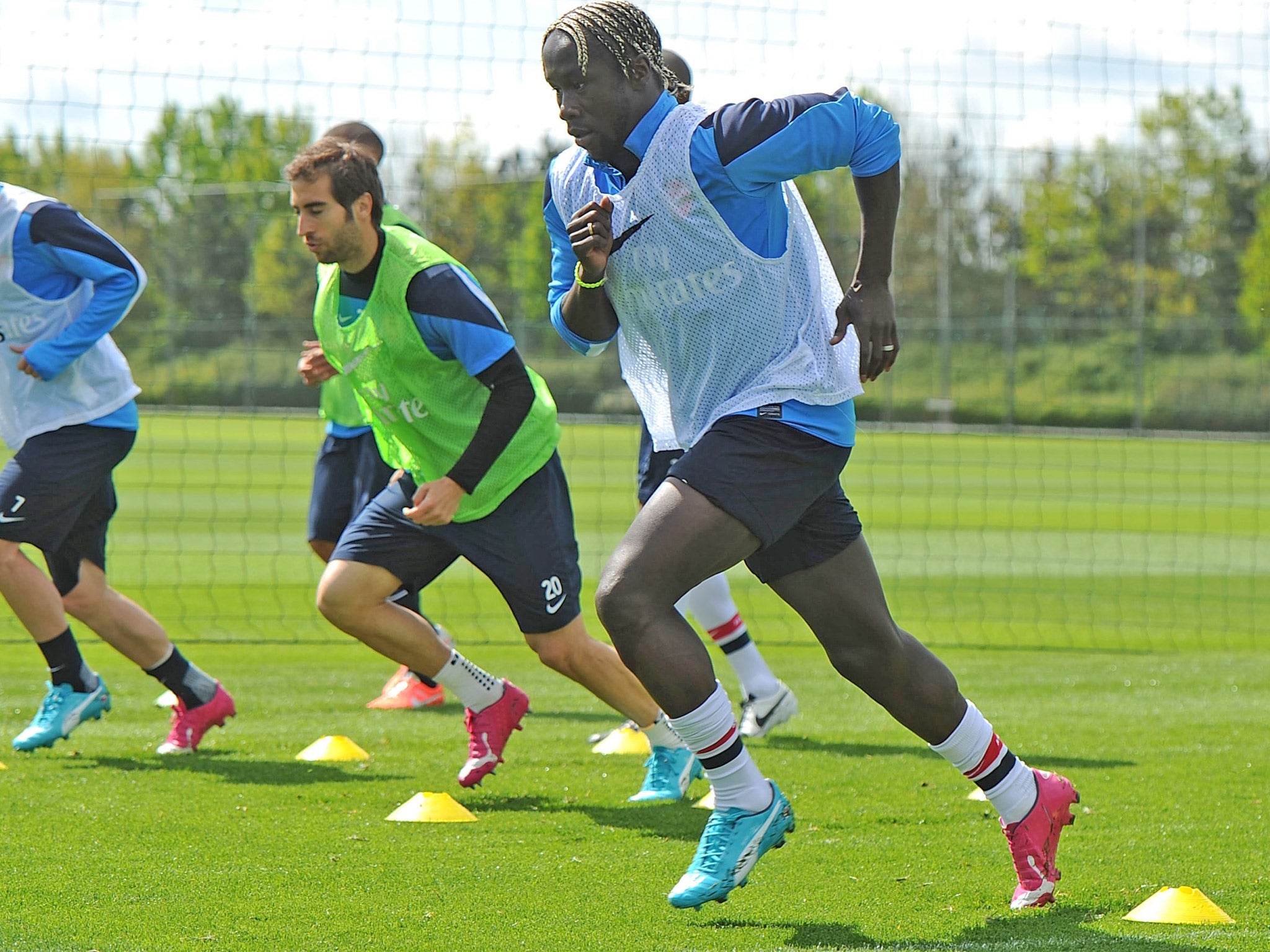 Arsenal players try out their odd boots in training ahead of Saturday's final (Getty)