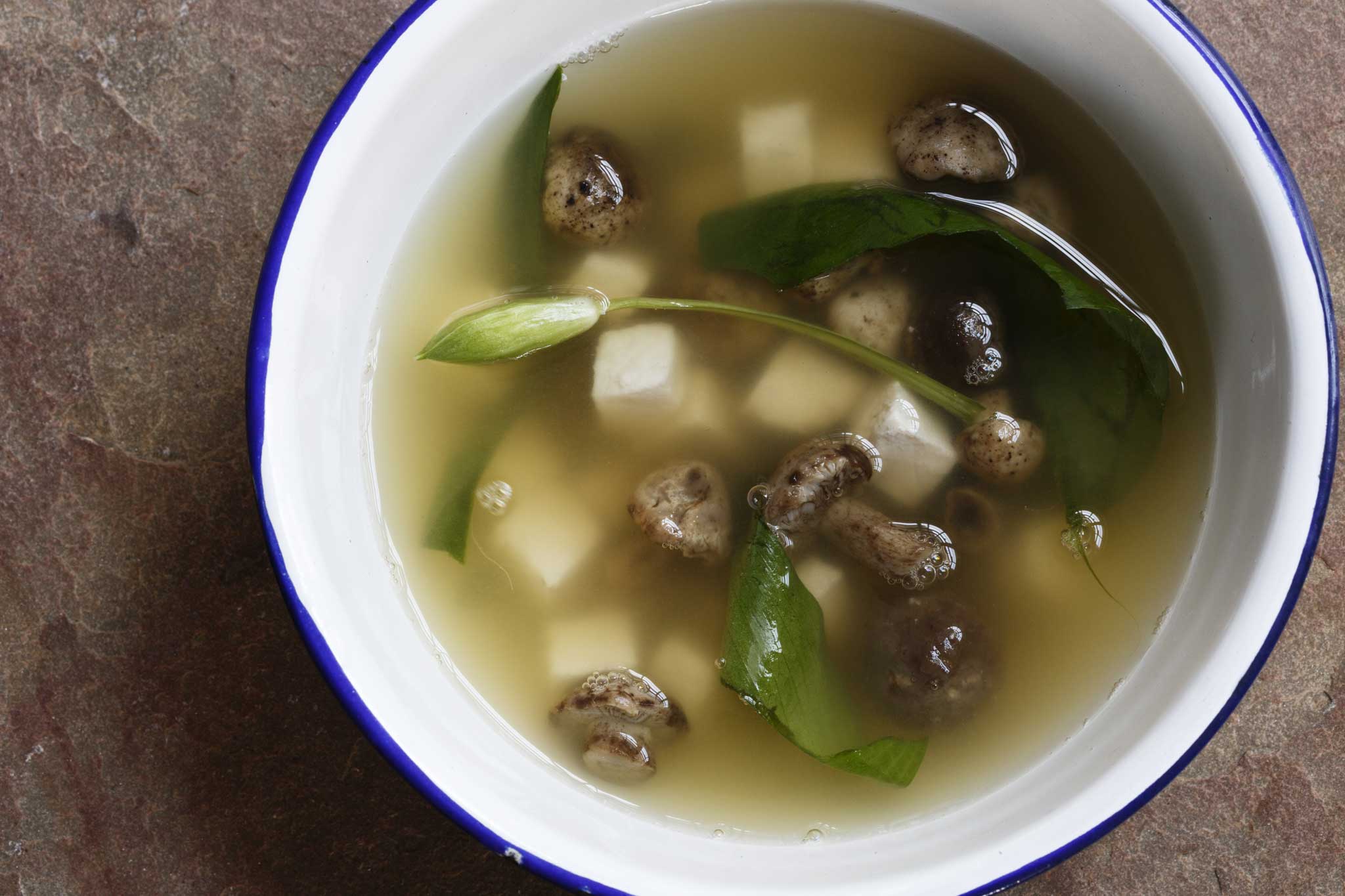 Seasonal: Chicken, mushroom and wild garlic broth