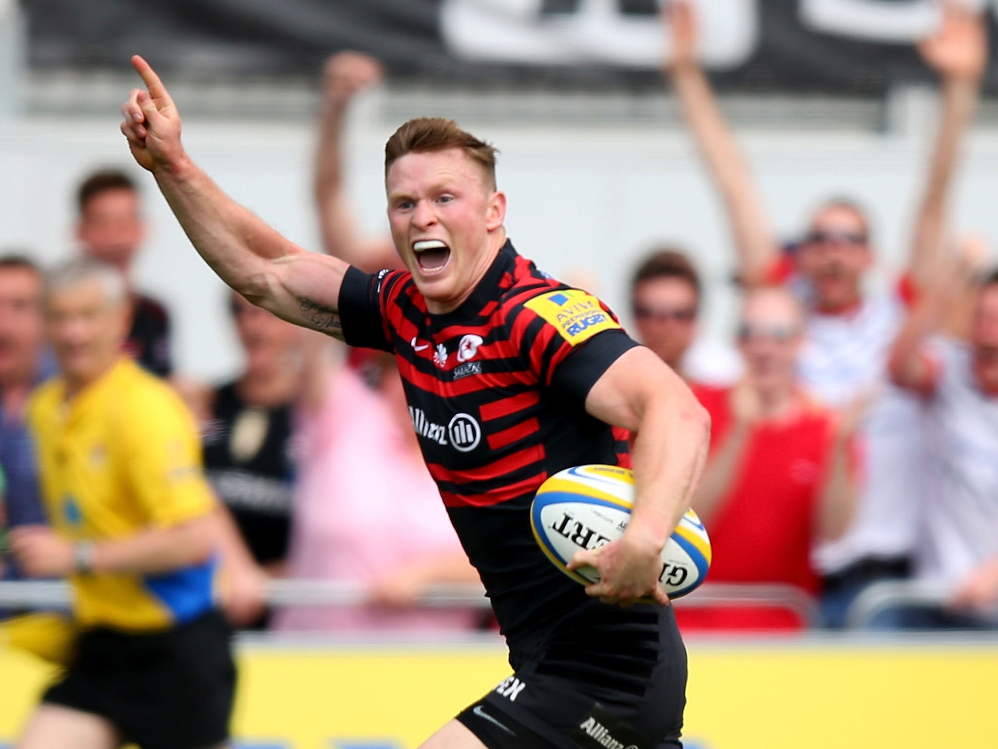 Chris Ashton scores a try for Saracens