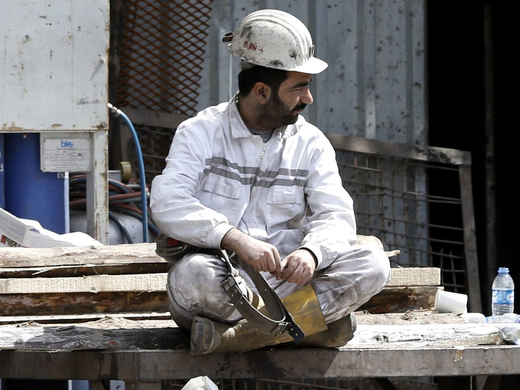 A rescue worker rests