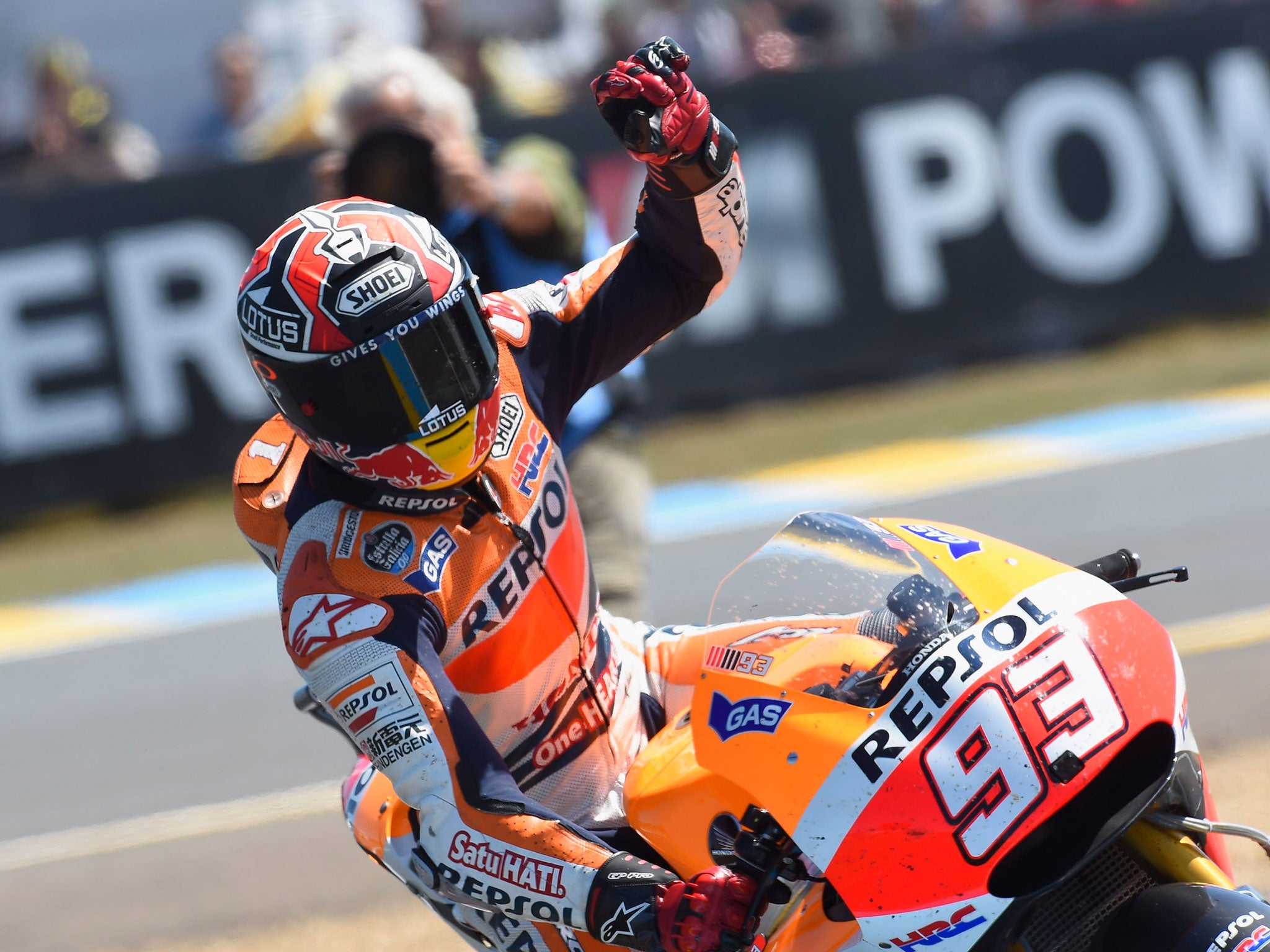 Marc Marquez of Spain and Repsol Honda Team celebrates the victory