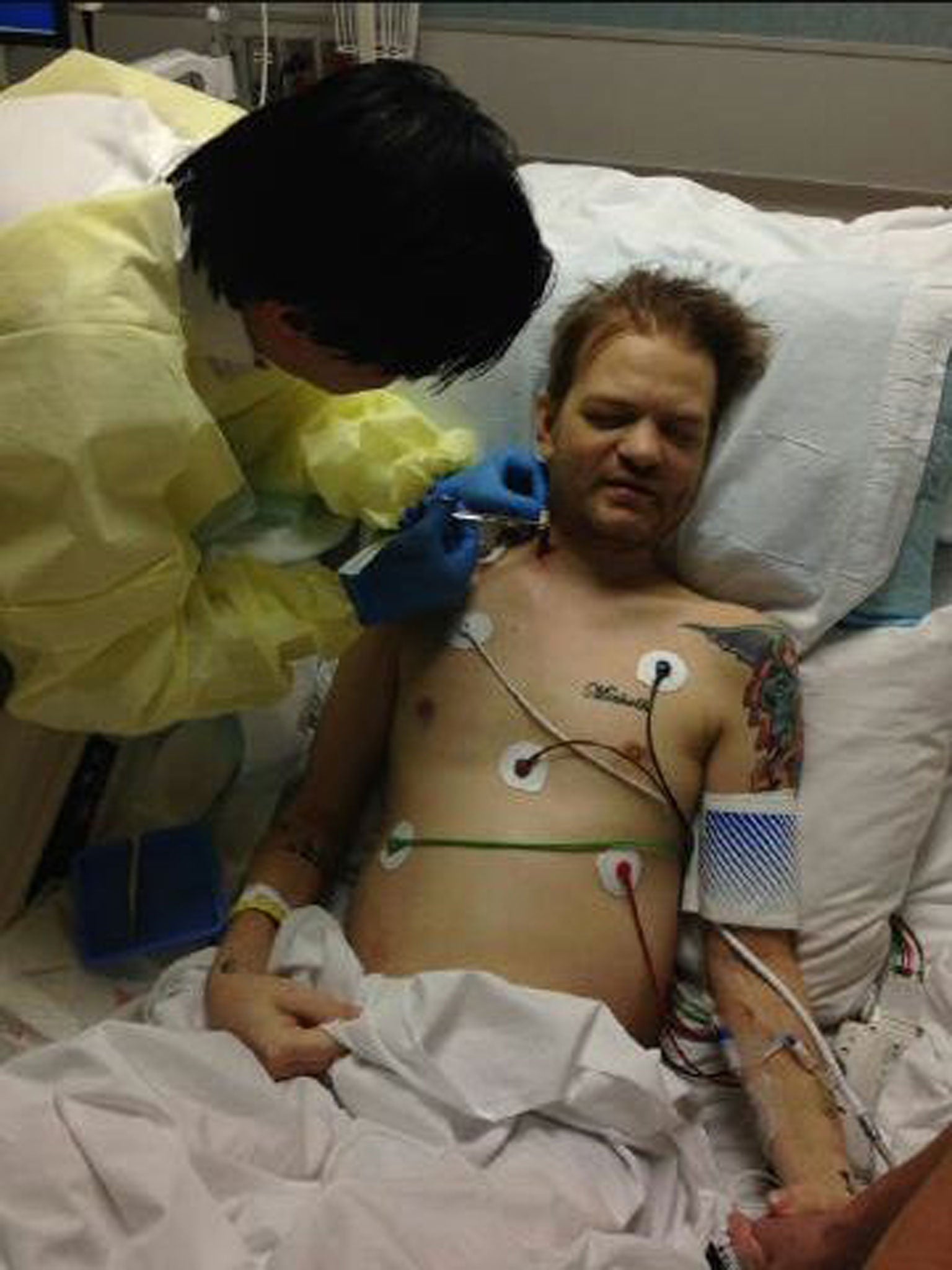 Whibley in hospital in April 2014