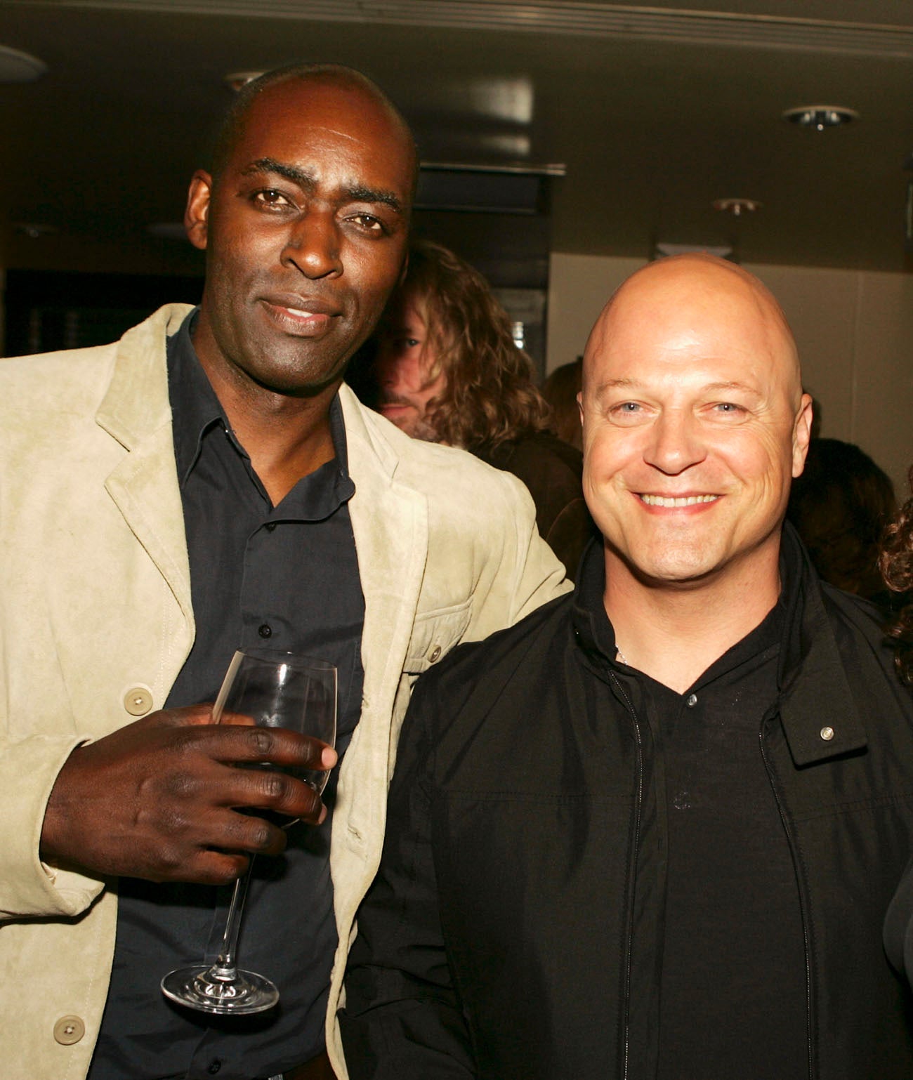 Michael Jace poses with Michael Chiklis, who played the central character Detective Vic Makey in The Shield.