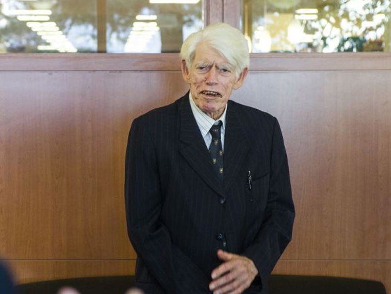 In a photo provided by Boston College and taken in October, 2013, history Professor Emeritus, Radu Florescu, speaks during a book-signing on campus at Boston University.