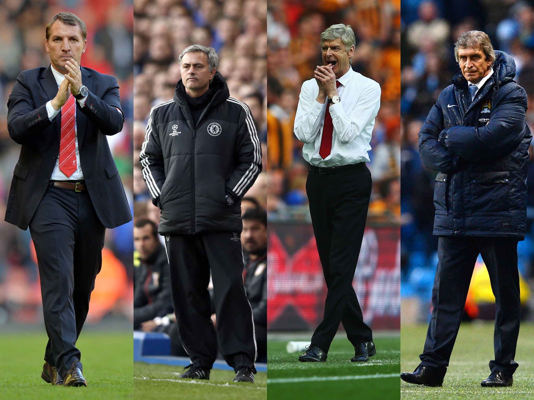 Brendan Rodgers, Jose Mourinho, Arsene Wenger and Manuel Pellegrini