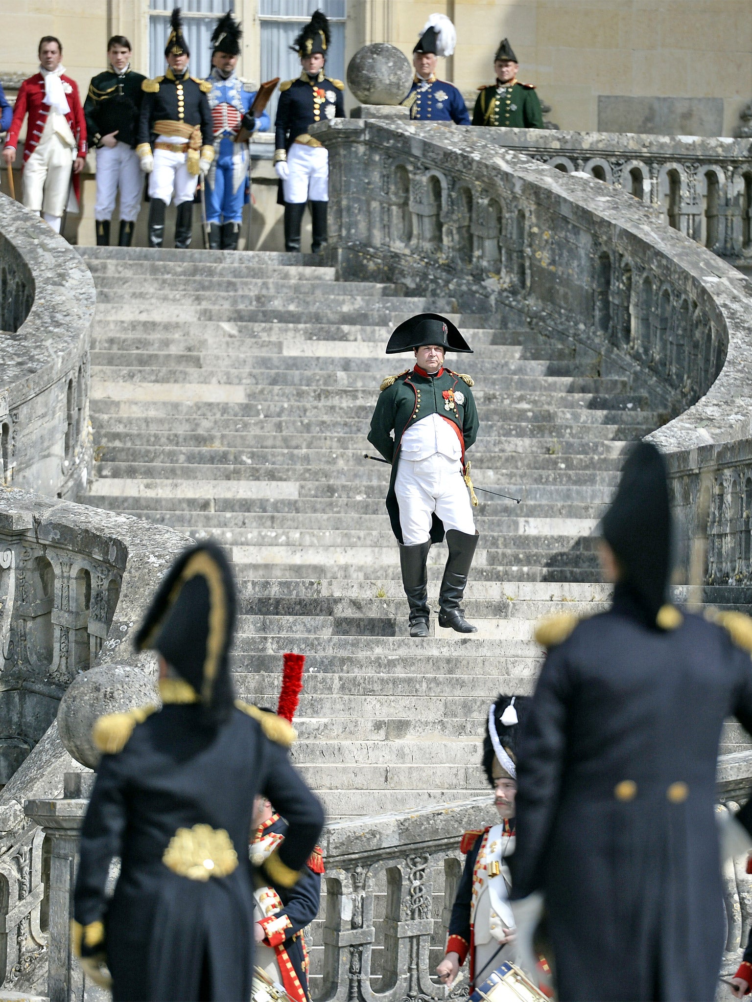 L’Empereur! Franck Samson as Napoleon reenacts the dictator’s farewell speech to his guard