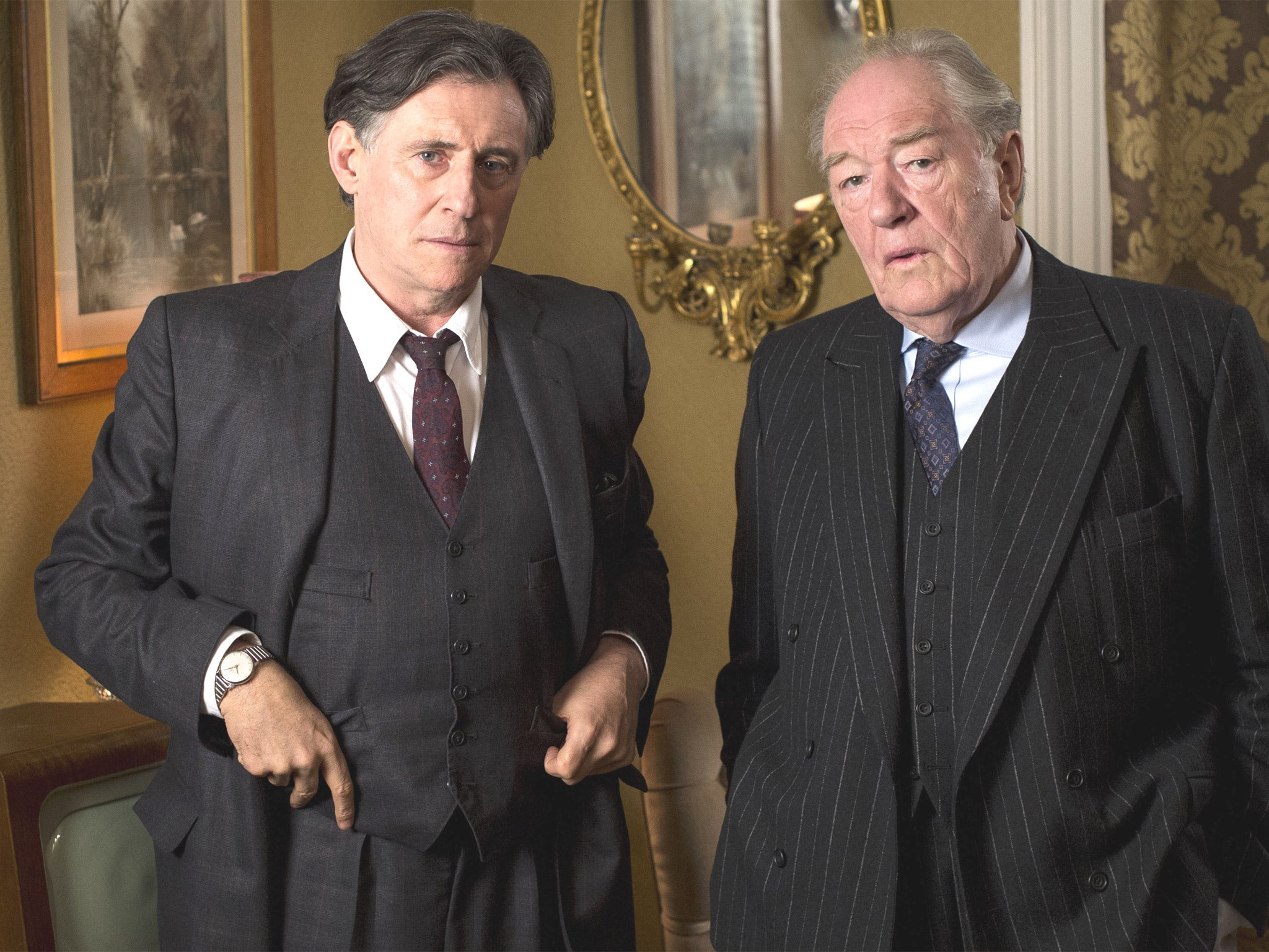 Gabriel Byrne on set with Michael Gambon