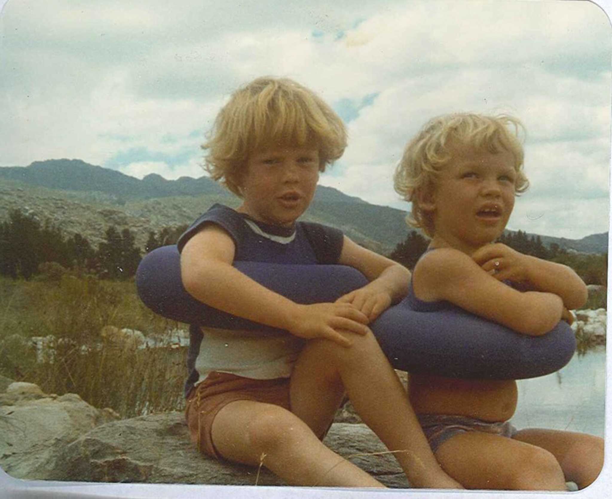 Great outdoors: Mike Higgins (left) with his brother in the 1970s