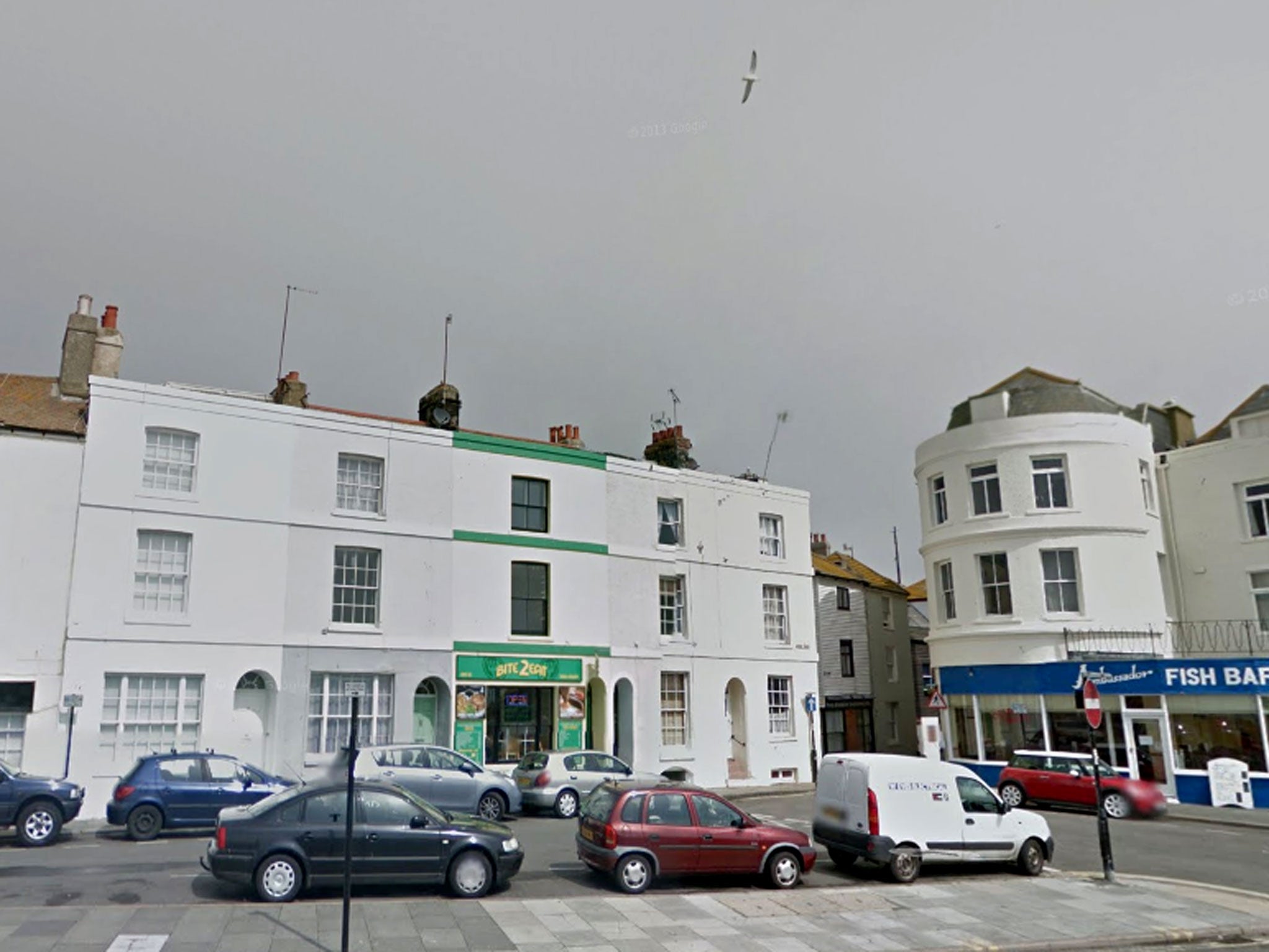 The fire broke out along this row of homes in Hastings last night