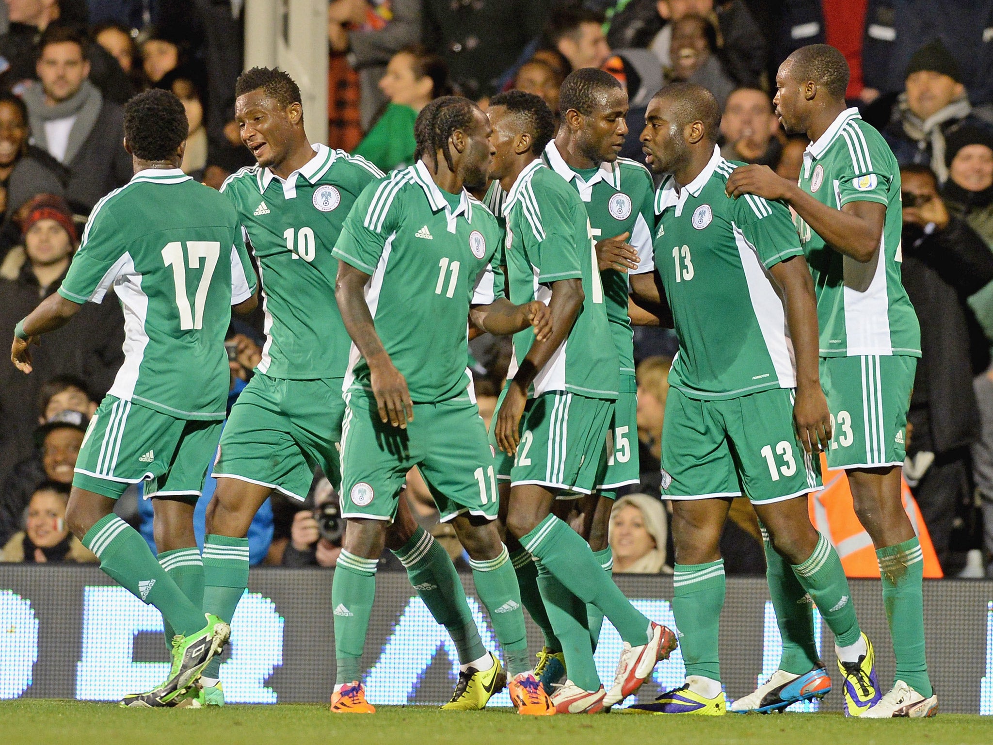 Nigeria players during a friendly played at Craven Cottage last year