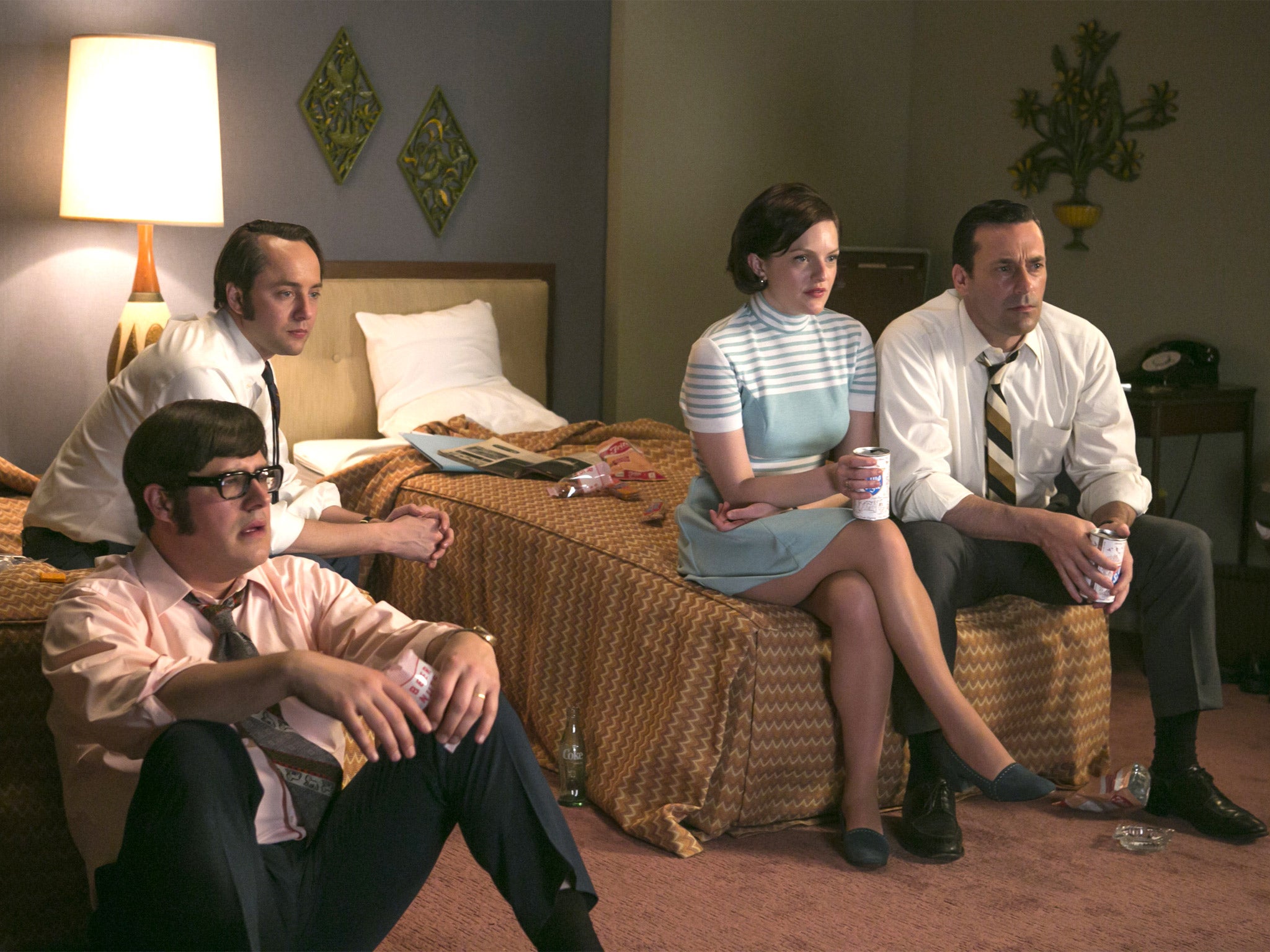 Tied up: Rich Sommer, Vincent Kartheiser, Elisabeth Moss and Jon Hamm in ‘Mad Men’